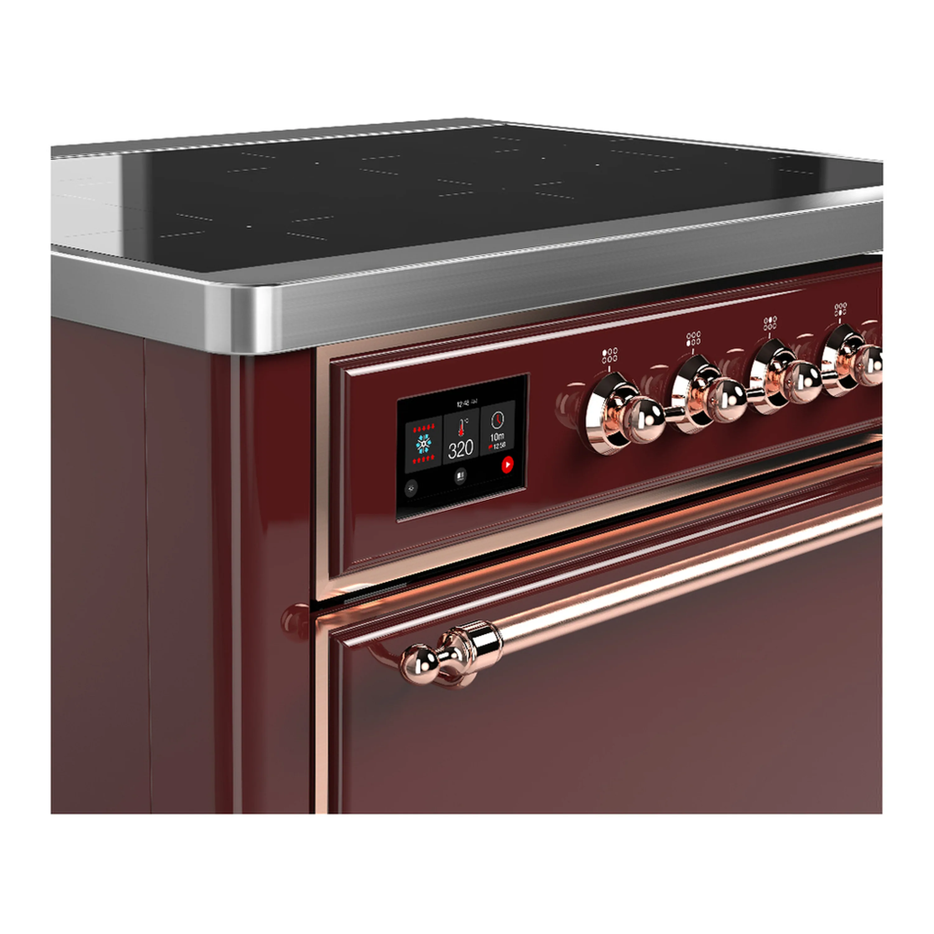 ILVE Majestic III 36-Inch Induction Range with 6 Induction Elements and Solid Door Electric Oven in Burgundy with Copper Trim (UMIB36QNR3BUP) - Image 5