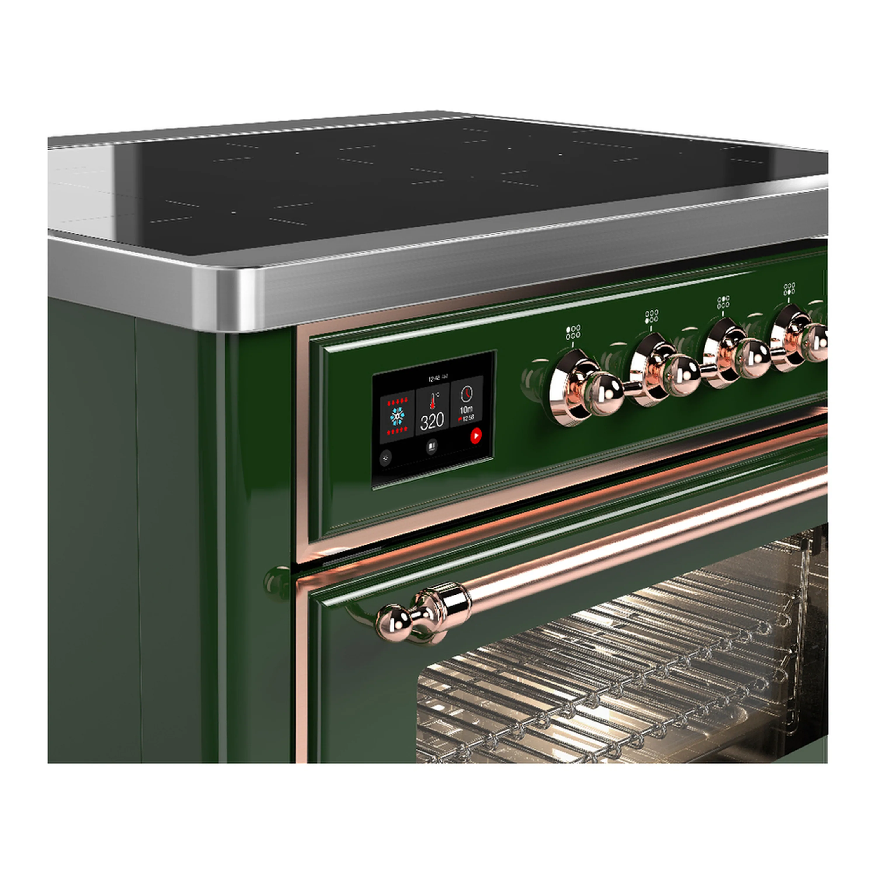 ILVE Majestic III 36-Inch Induction Range with 6 Induction Elements and Triple Glass Door Electric Oven in Emerald Green with Copper Trim (UMIB36NR3EGP) - Image 5