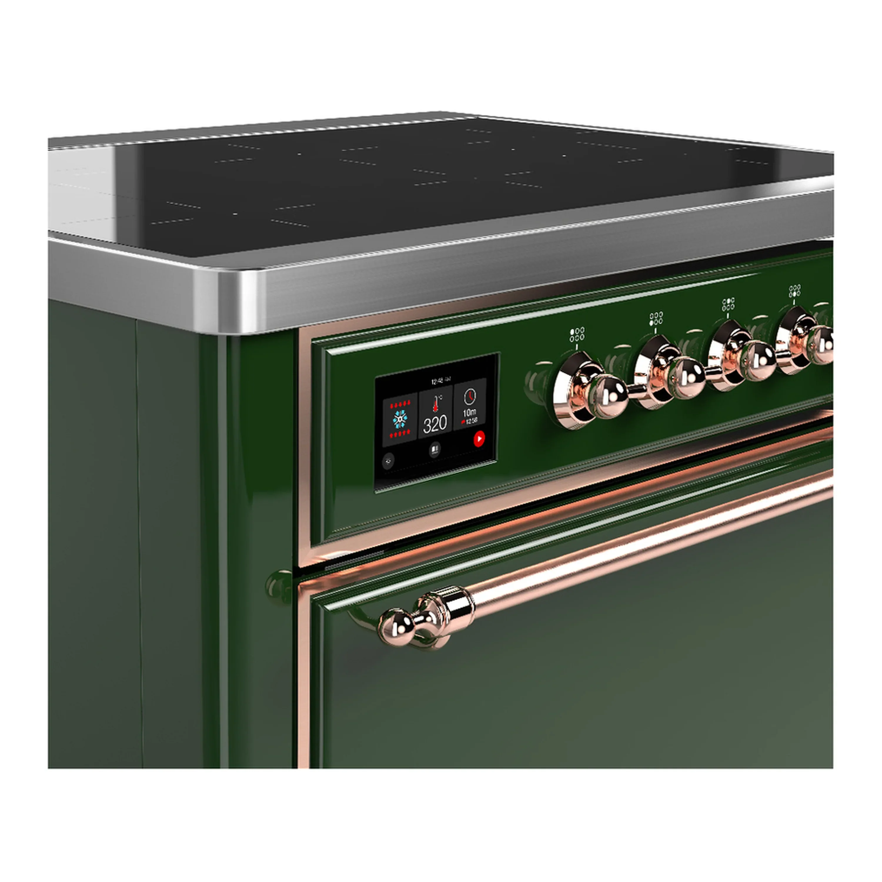 ILVE Majestic III 36-Inch Induction Range with 6 Induction Elements and Solid Door Electric Oven in Emerald Green with Copper Trim (UMIB36QNR3EGP) - Image 5