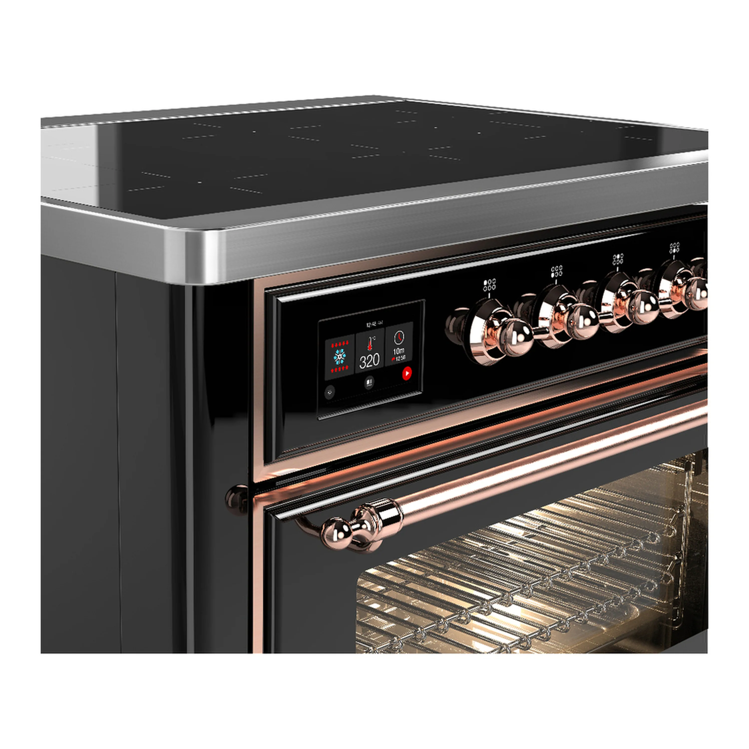 ILVE Majestic III 36-Inch Induction Range with 6 Induction Elements and Triple Glass Door Electric Oven in Glossy Black with Copper Trim (UMIB36NR3BKP) - Image 5