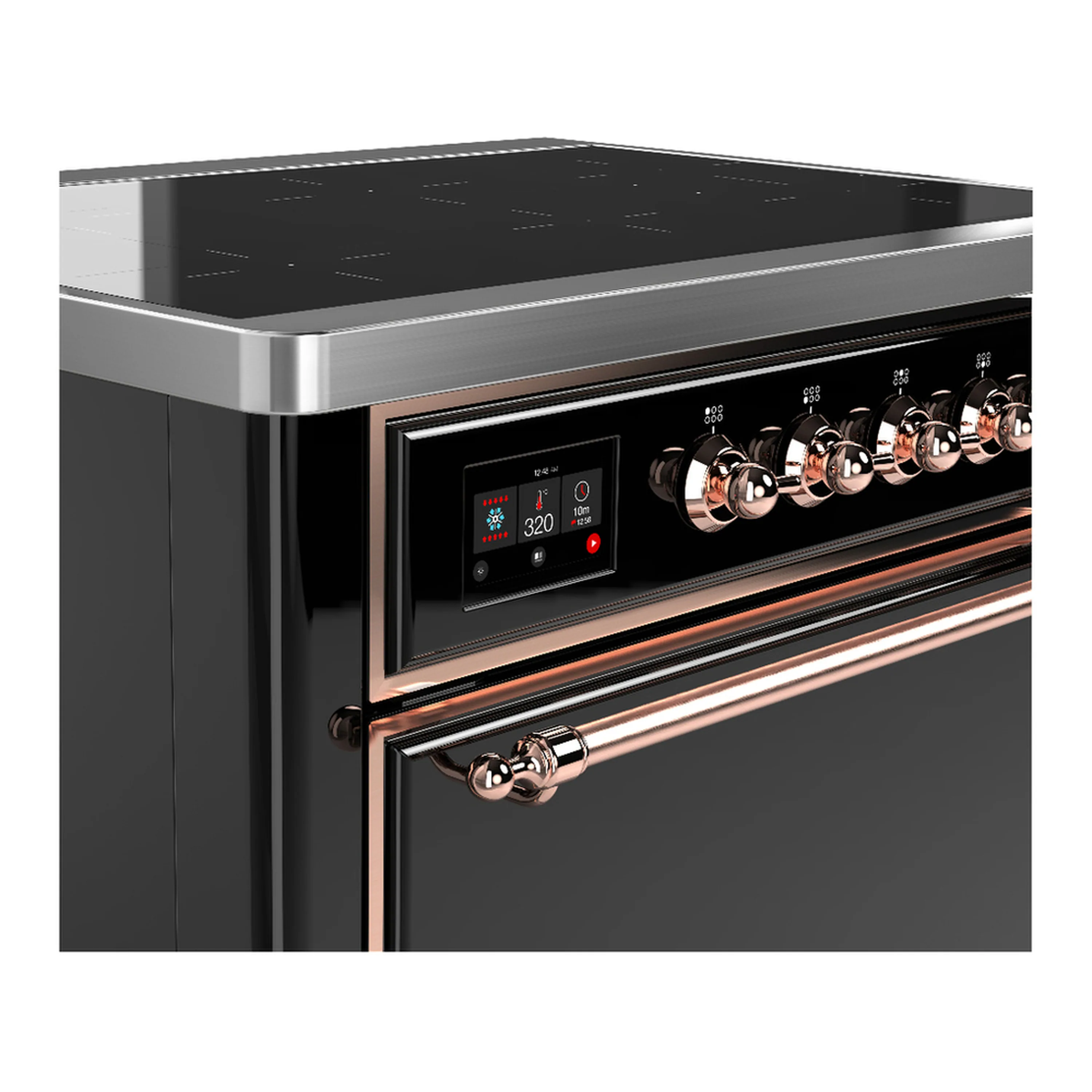 ILVE Majestic III 36-Inch Induction Range with 6 Induction Elements and Solid Door Electric Oven in Glossy Black with Copper Trim (UMIB36QNR3BKP) - Image 5