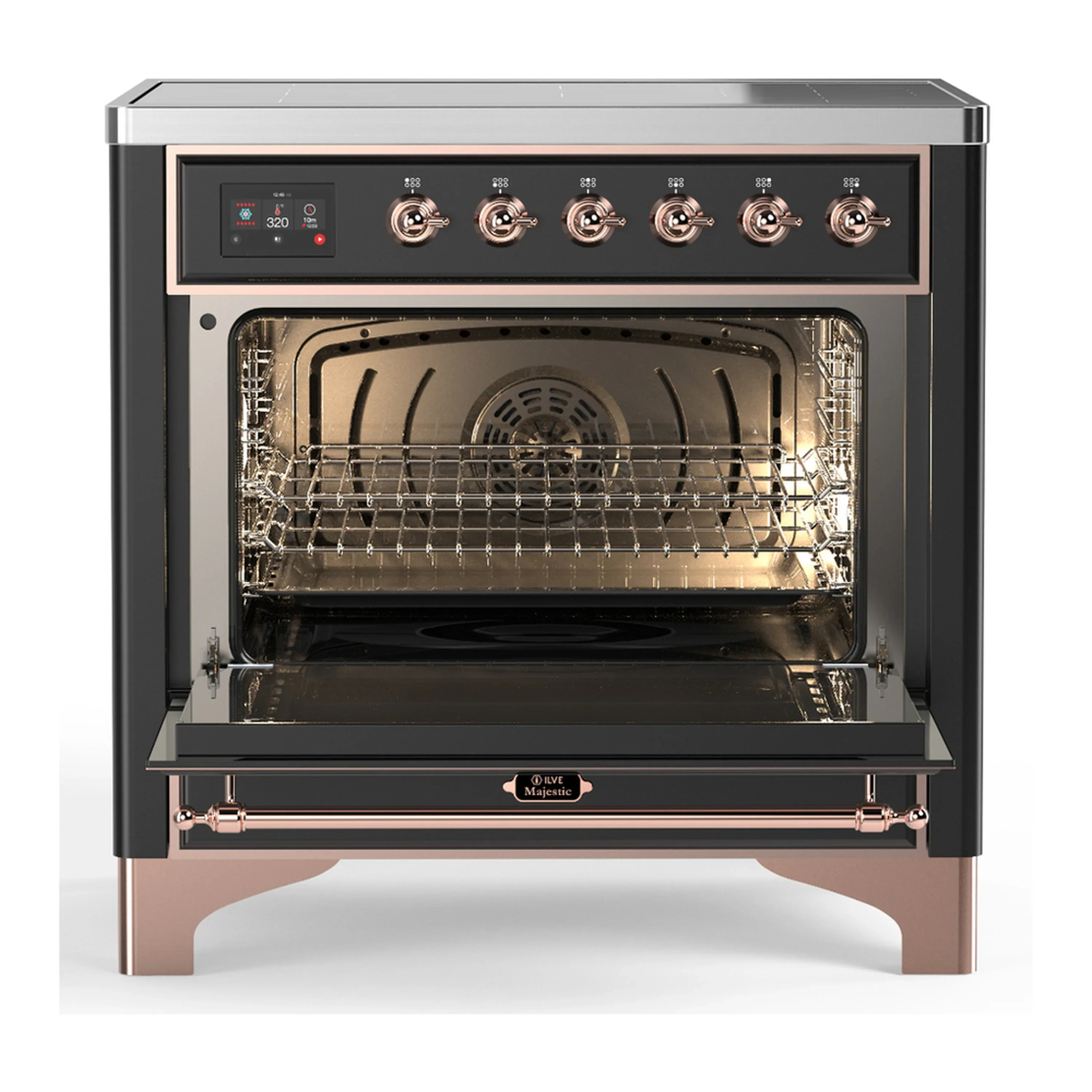 ILVE Majestic III 36-Inch Induction Range with 6 Induction Elements and Solid Door Electric Oven in Matte Graphite with Copper Trim (UMIB36QNR3MGP) - Image 3