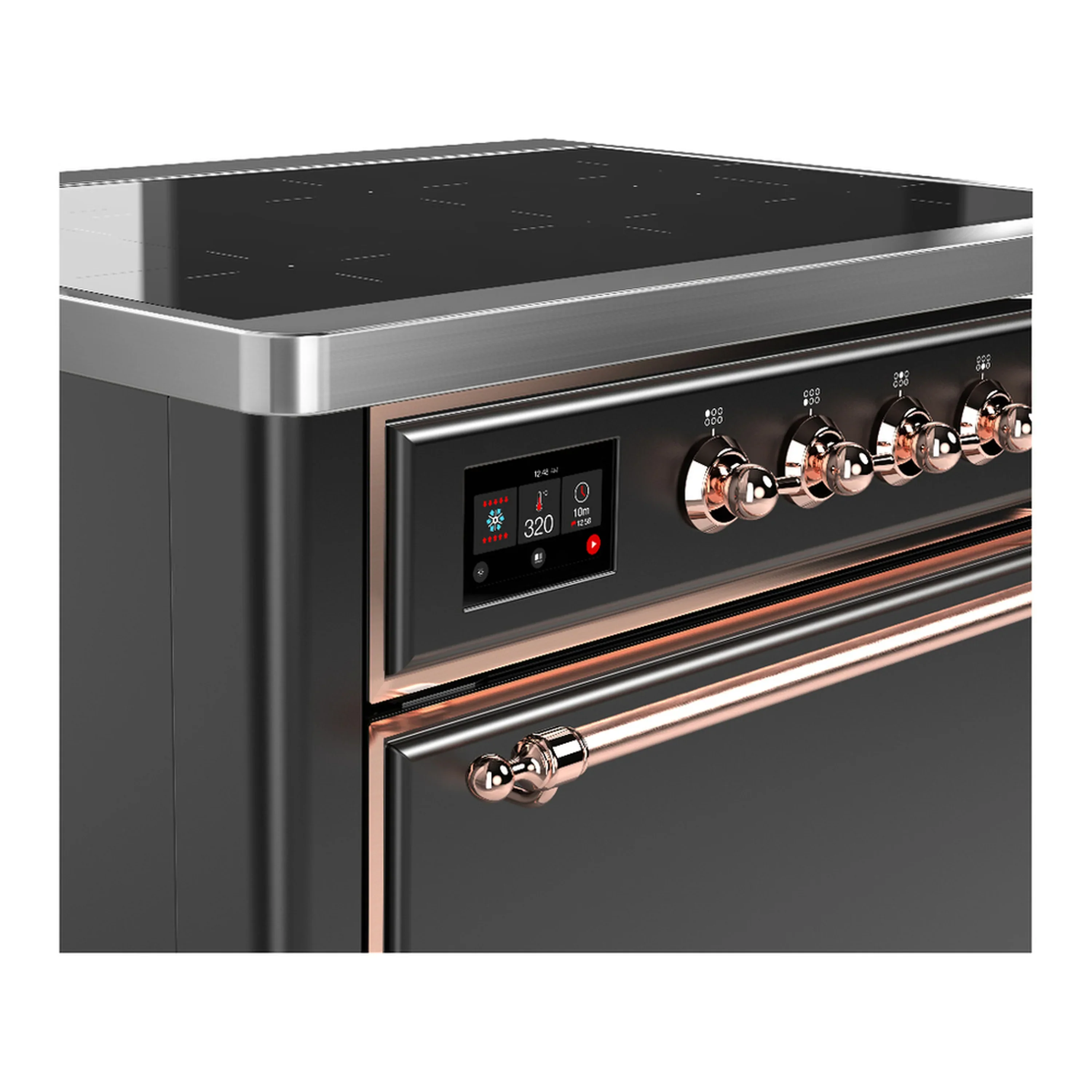 ILVE Majestic III 36-Inch Induction Range with 6 Induction Elements and Solid Door Electric Oven in Matte Graphite with Copper Trim (UMIB36QNR3MGP) - Image 4