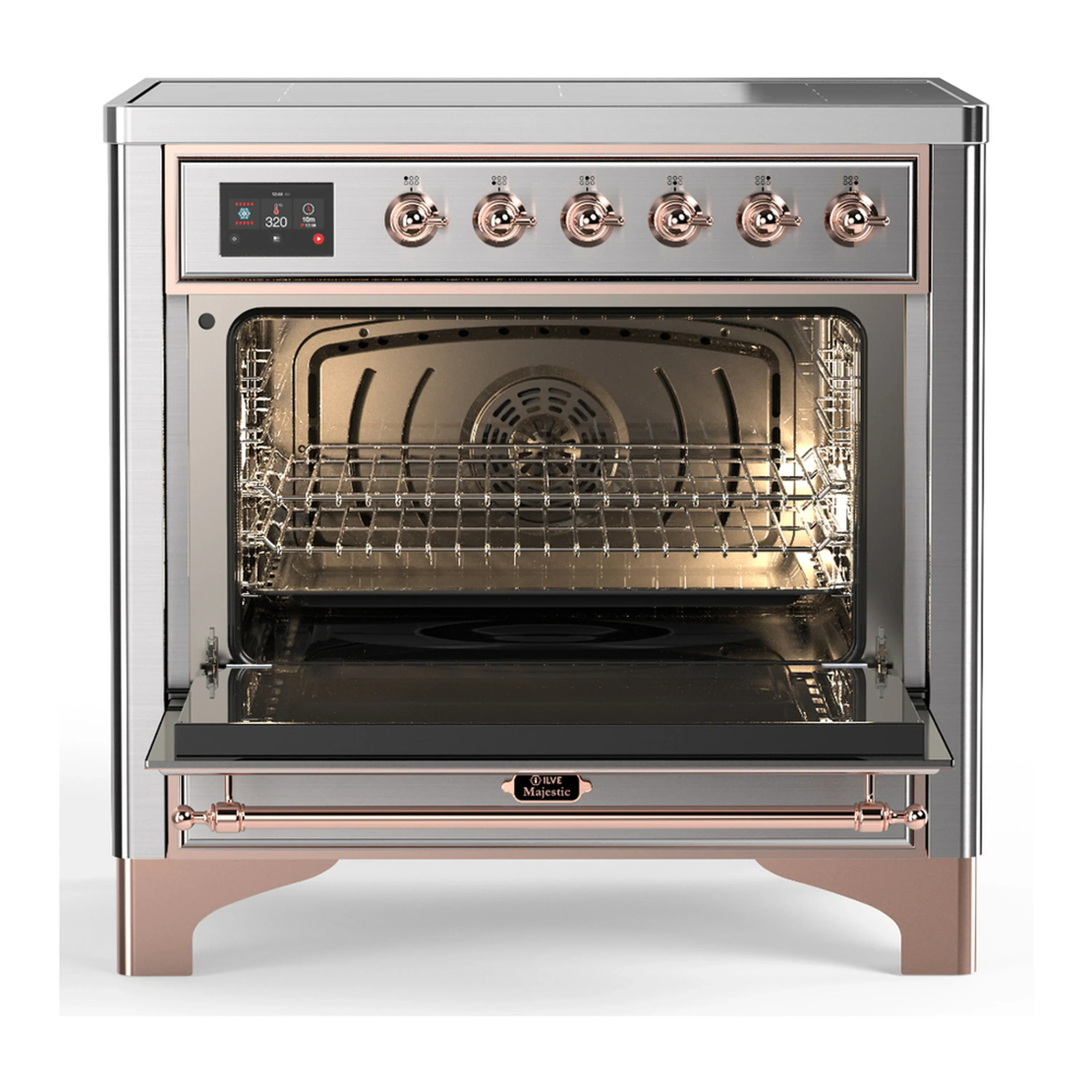 ILVE Majestic III 36-Inch Induction Range with 6 Induction Elements and Triple Glass Door Electric Oven in Stainless Steel with Copper Trim (UMIB36NR3SSP) - Image 4