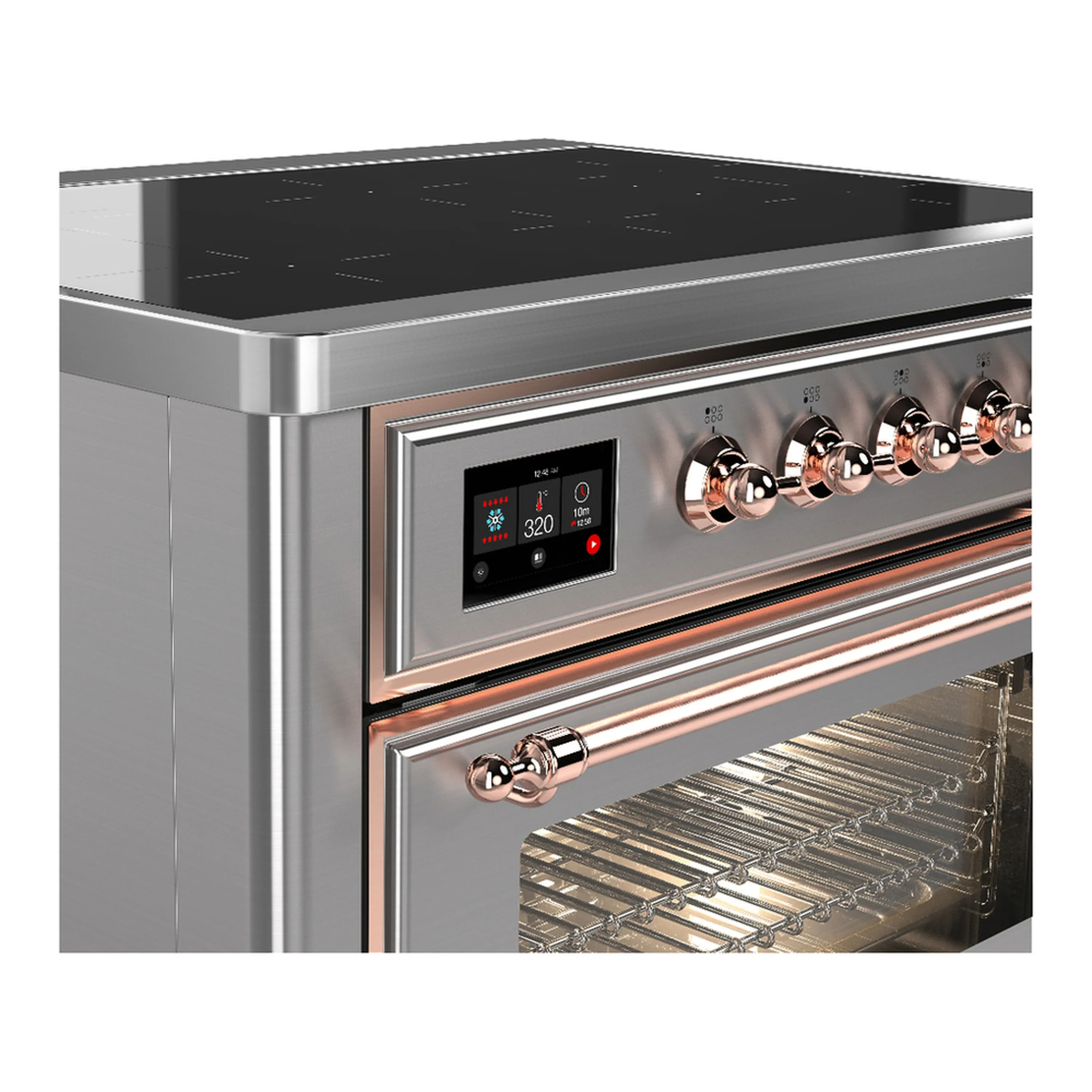 ILVE Majestic III 36-Inch Induction Range with 6 Induction Elements and Triple Glass Door Electric Oven in Stainless Steel with Copper Trim (UMIB36NR3SSP) - Image 5