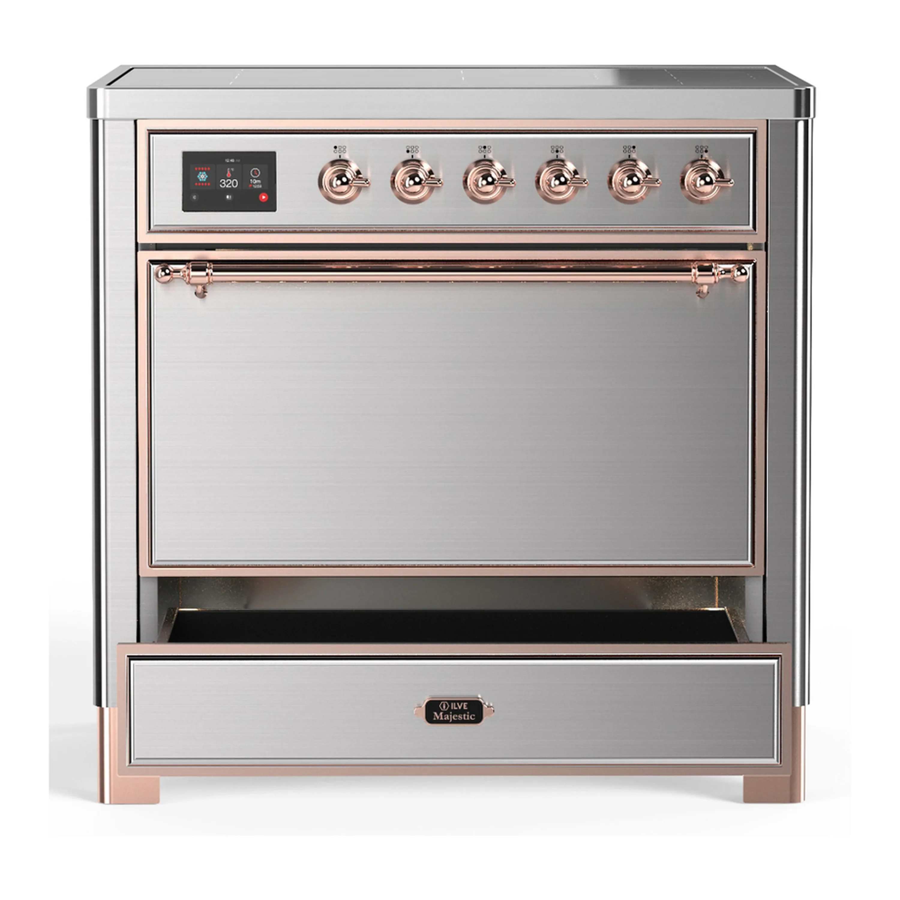 ILVE Majestic III 36-Inch Induction Range with 6 Induction Elements and Solid Door Electric Oven in Stainless Steel with Copper Trim (UMIB36QNR3SSP) - Image 3