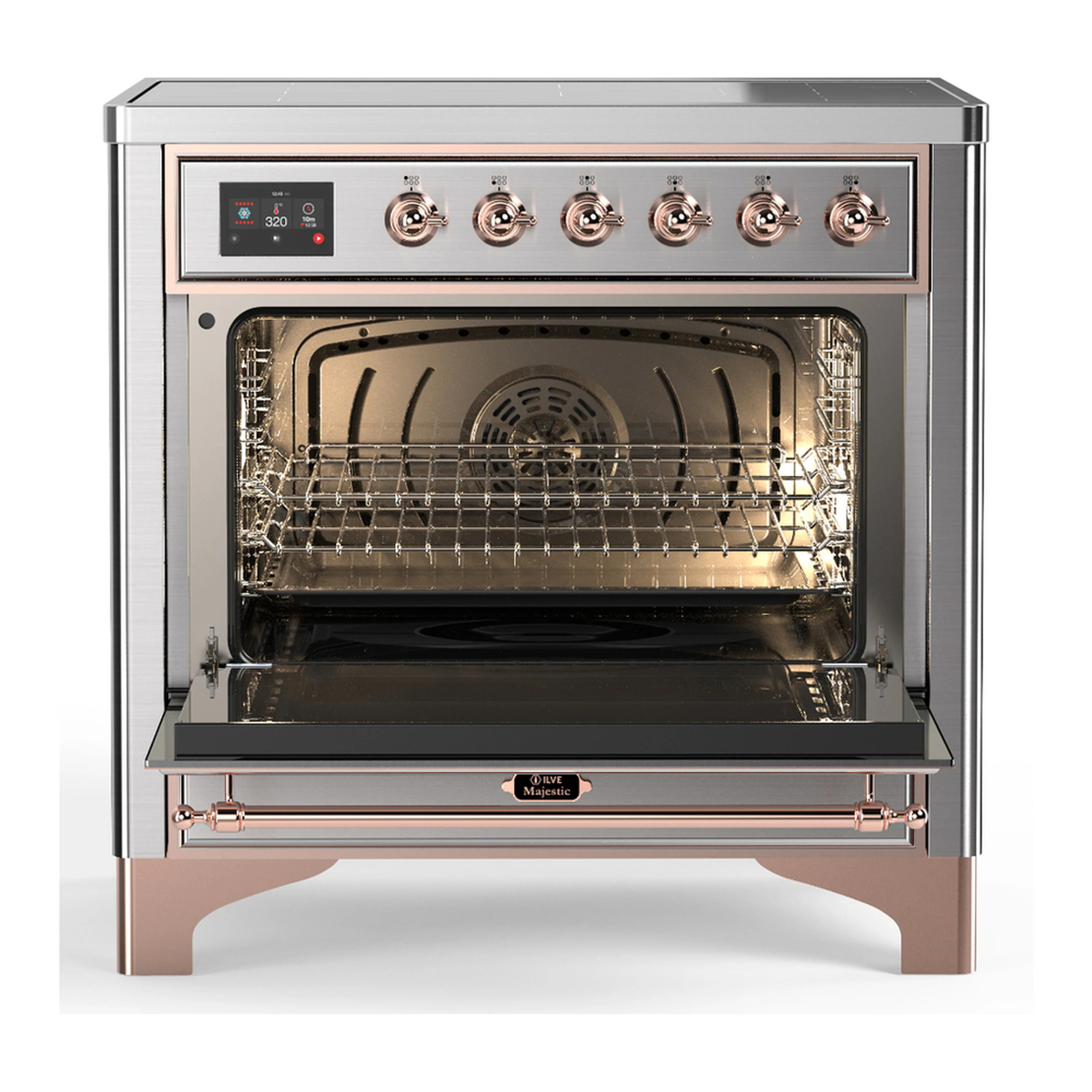 ILVE Majestic III 36-Inch Induction Range with 6 Induction Elements and Solid Door Electric Oven in Stainless Steel with Copper Trim (UMIB36QNR3SSP) - Image 4