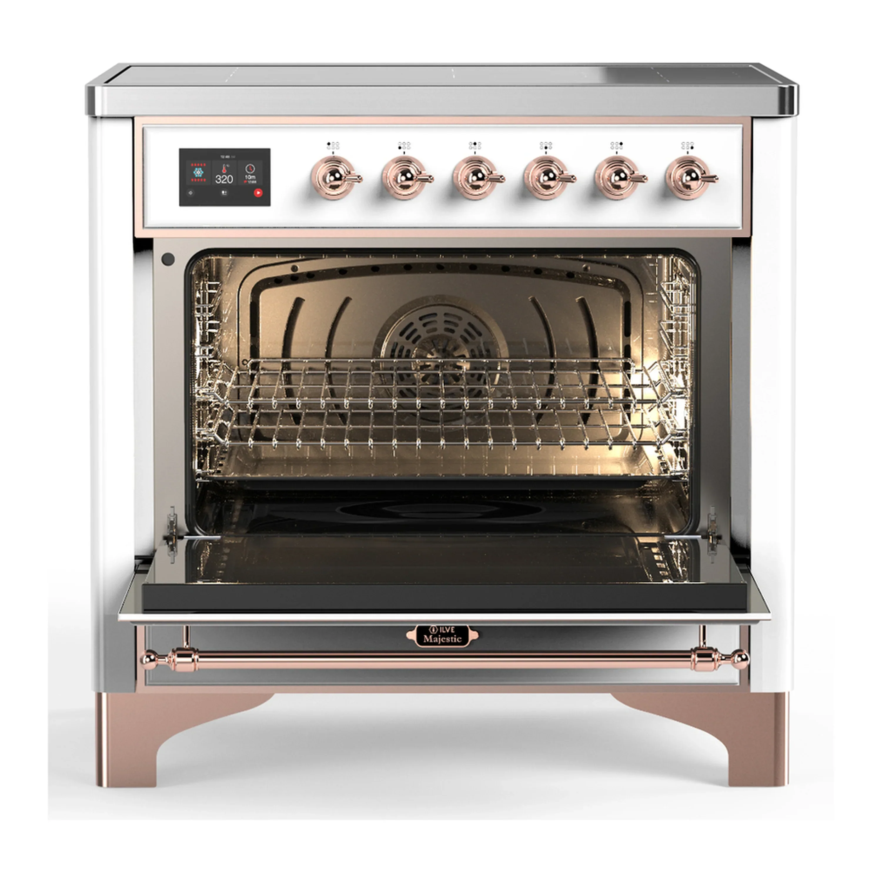 ILVE Majestic III 36-Inch Induction Range with 6 Induction Elements and Triple Glass Door Electric Oven in White with Copper Trim (UMIB36NR3WHP) - Image 4