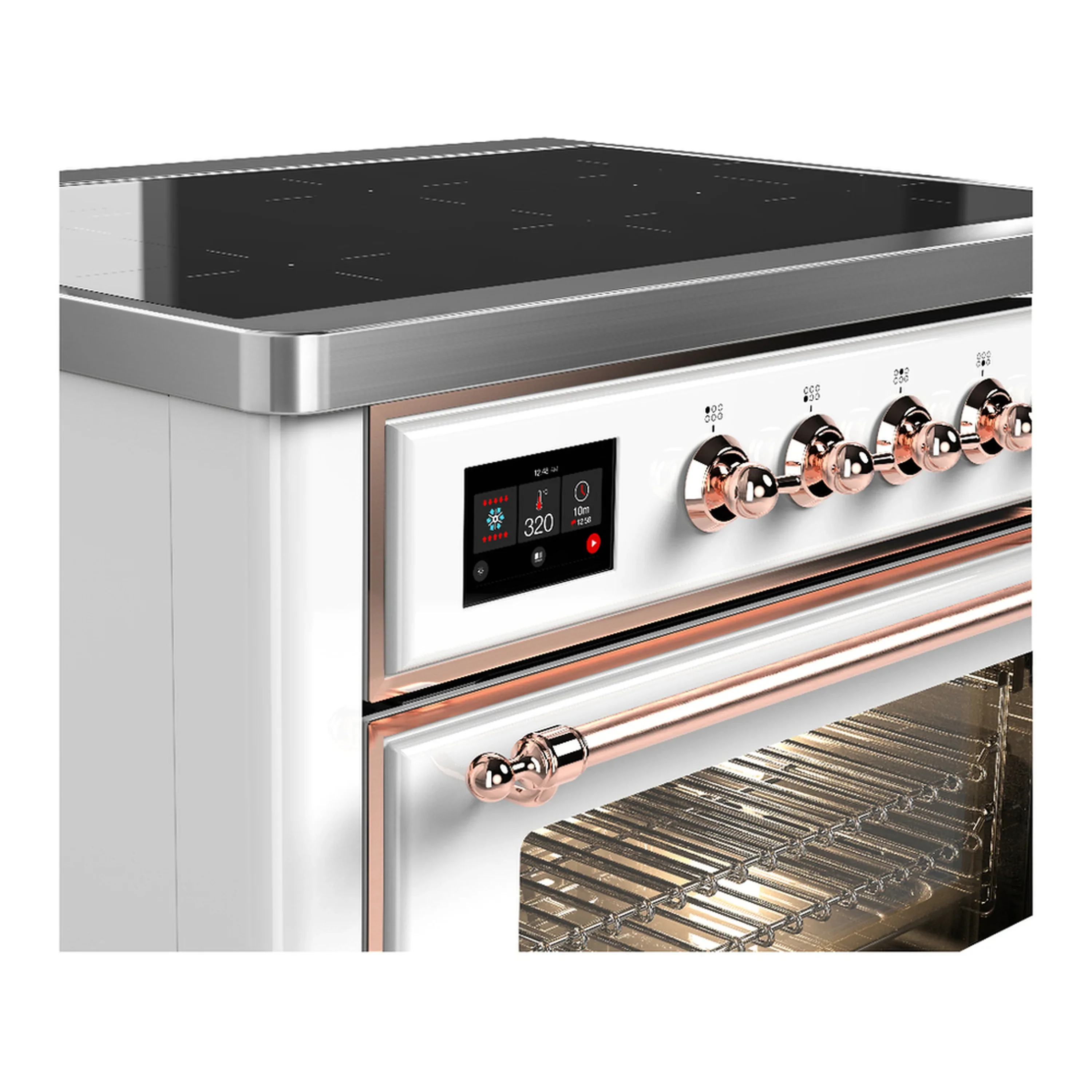 ILVE Majestic III 36-Inch Induction Range with 6 Induction Elements and Triple Glass Door Electric Oven in White with Copper Trim (UMIB36NR3WHP) - Image 5
