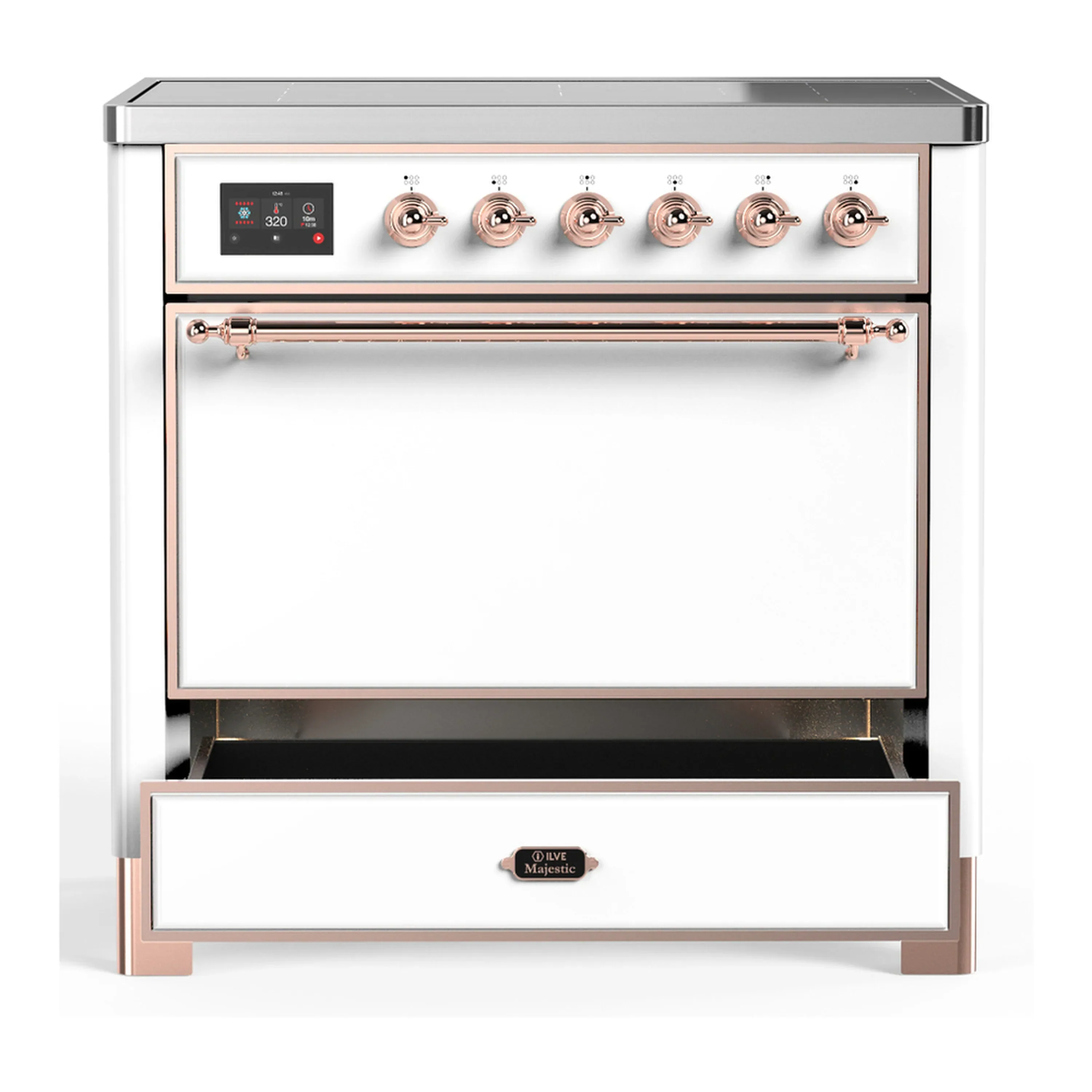 ILVE Majestic III 36-Inch Induction Range with 6 Induction Elements and Solid Door Electric Oven in White with Copper Trim (UMIB36QNR3WHP) - Image 3