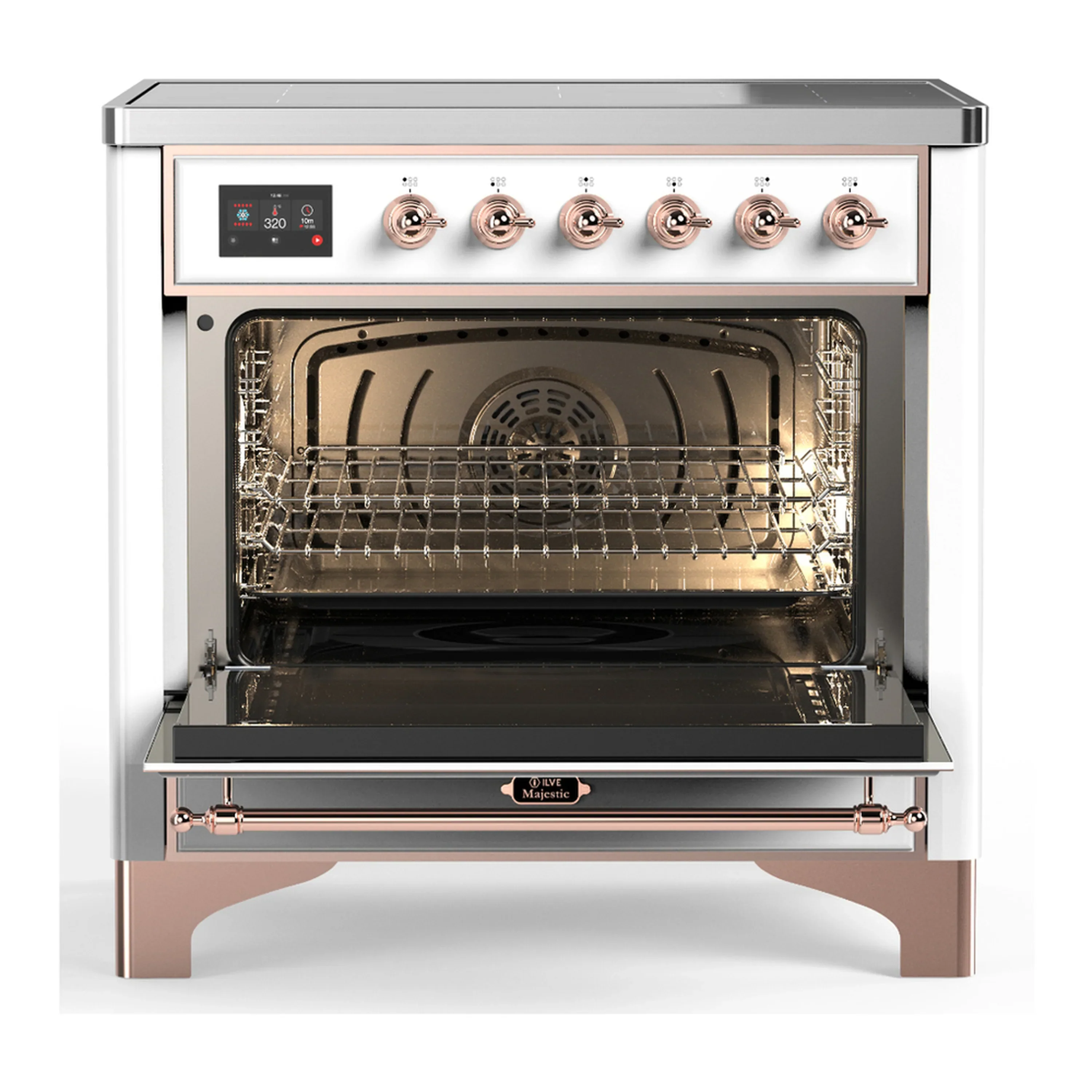ILVE Majestic III 36-Inch Induction Range with 6 Induction Elements and Solid Door Electric Oven in White with Copper Trim (UMIB36QNR3WHP) - Image 4