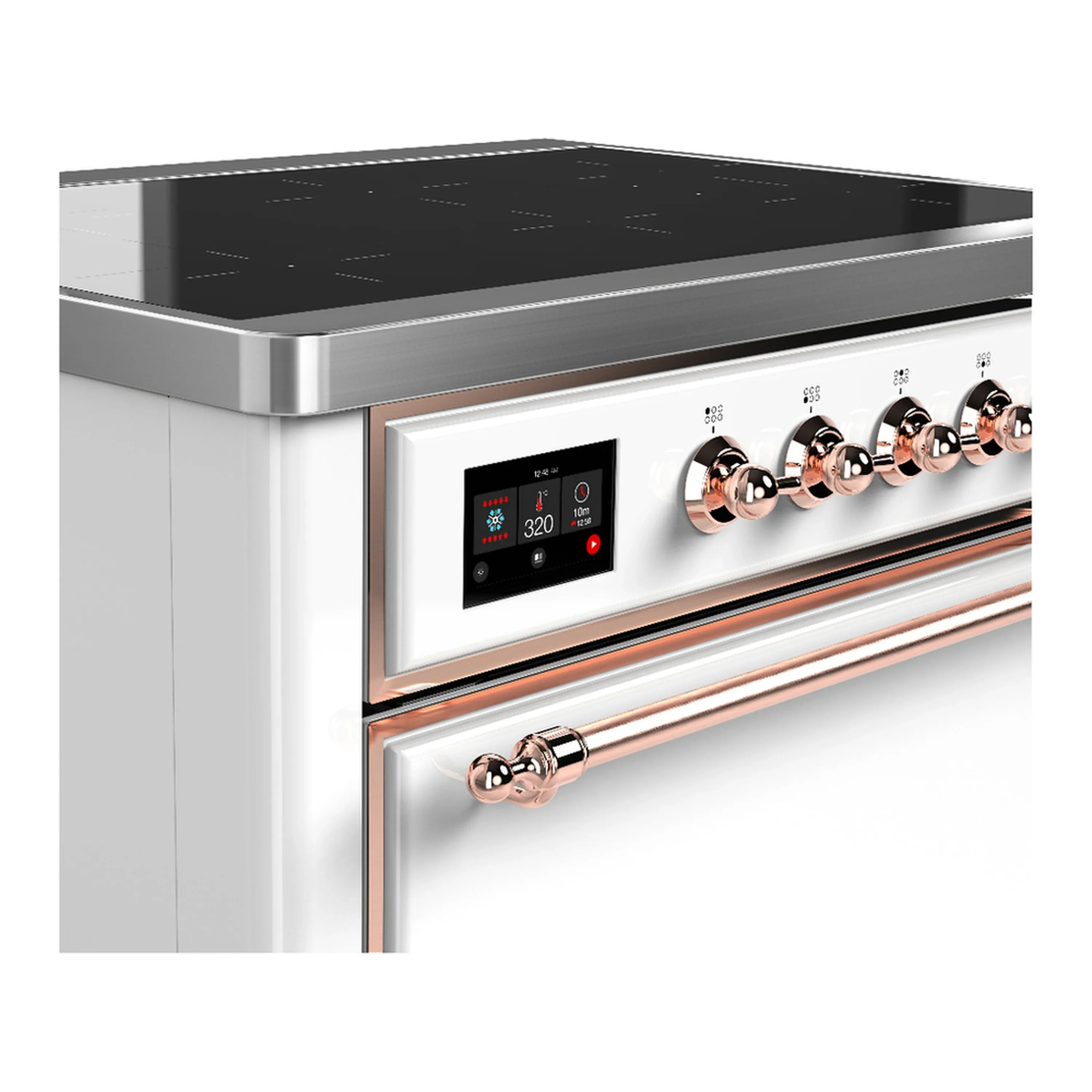 ILVE Majestic III 36-Inch Induction Range with 6 Induction Elements and Solid Door Electric Oven in White with Copper Trim (UMIB36QNR3WHP) - Image 5