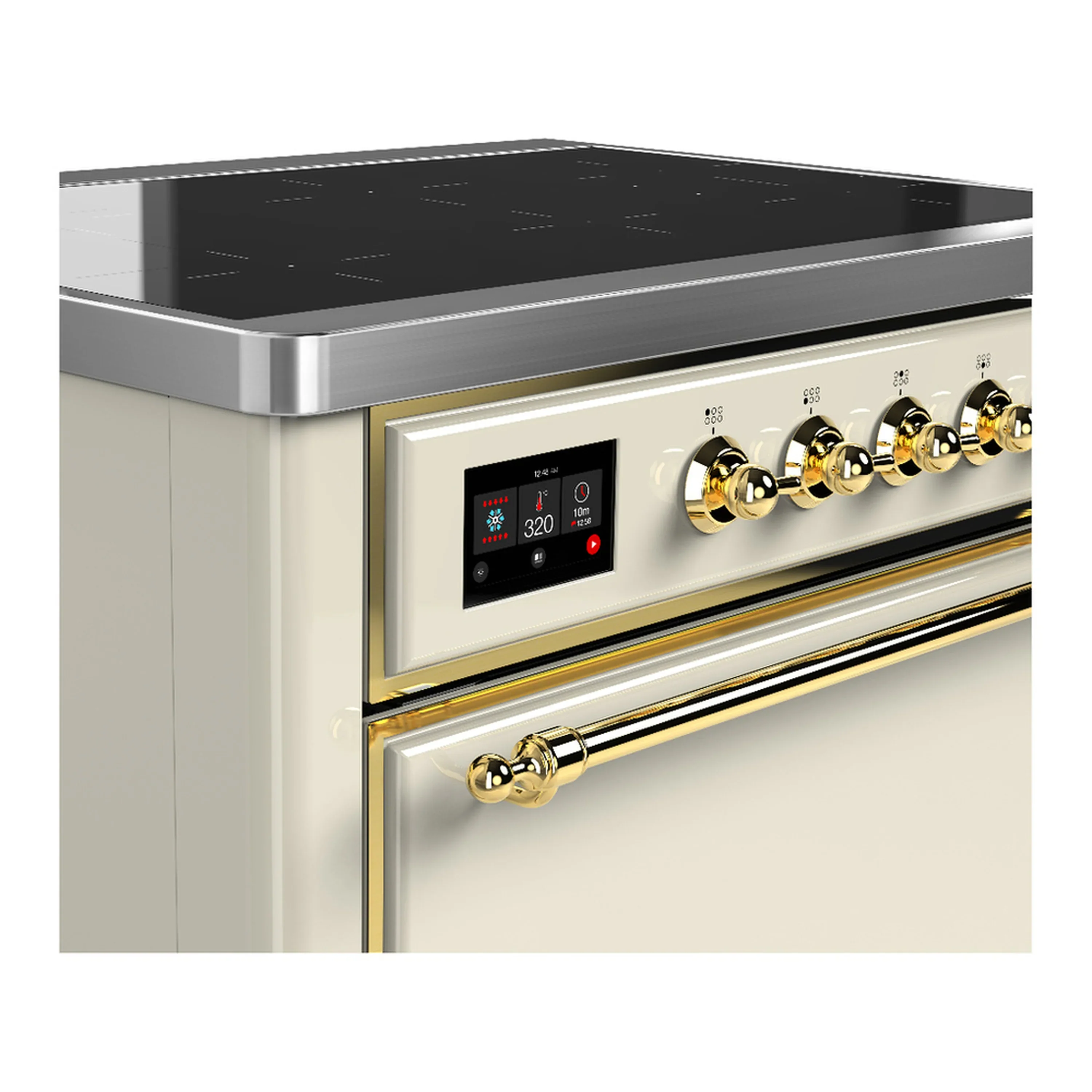 ILVE Majestic III 36-Inch Induction Range with 6 Induction Elements and Solid Door Electric Oven in Antique White with Brass Trim (UMIB36QNR3AWG) - Image 5