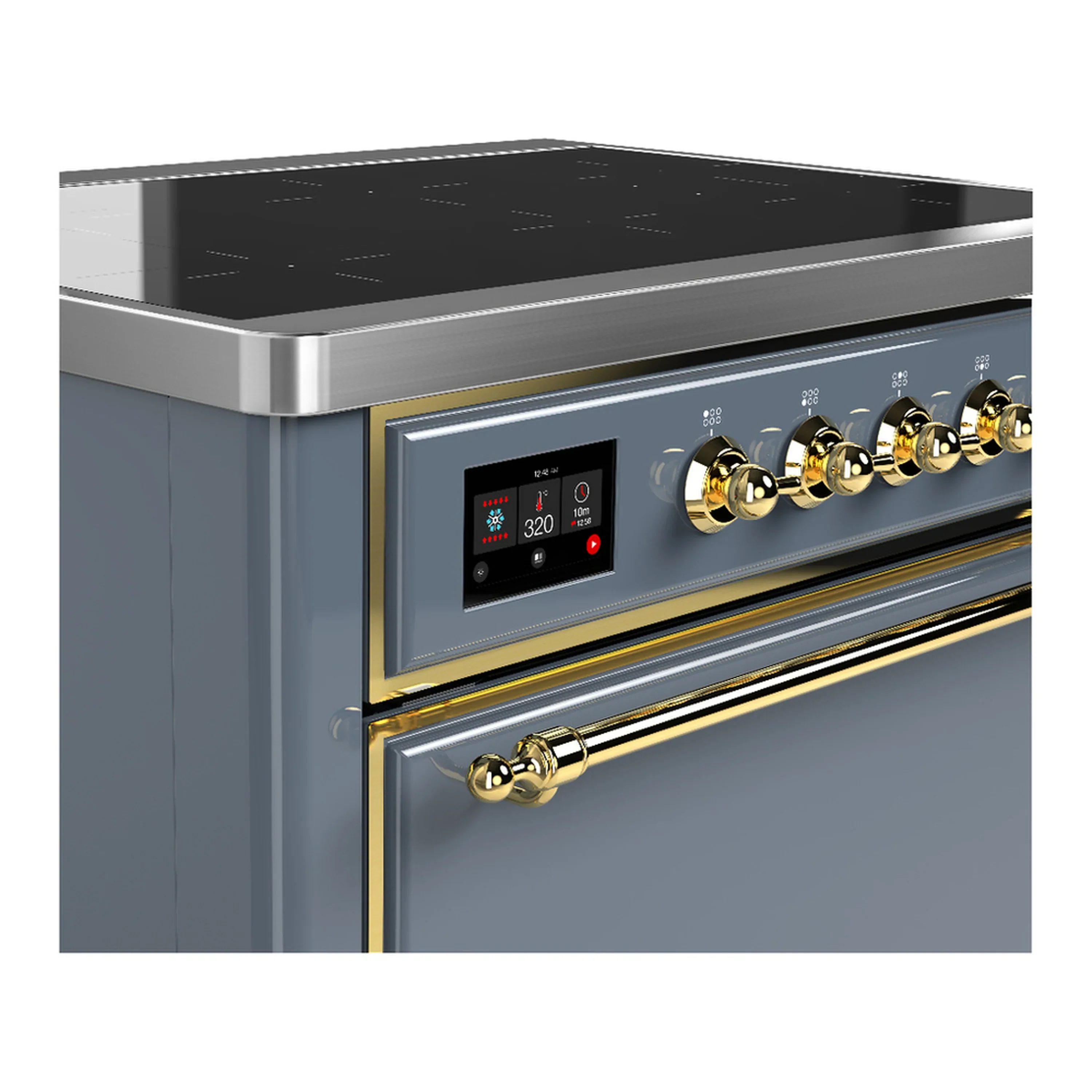 ILVE Majestic III 36-Inch Induction Range with 6 Induction Elements and Solid Door Electric Oven in Blue Grey with Brass Trim (UMIB36QNR3BGG) - Image 5