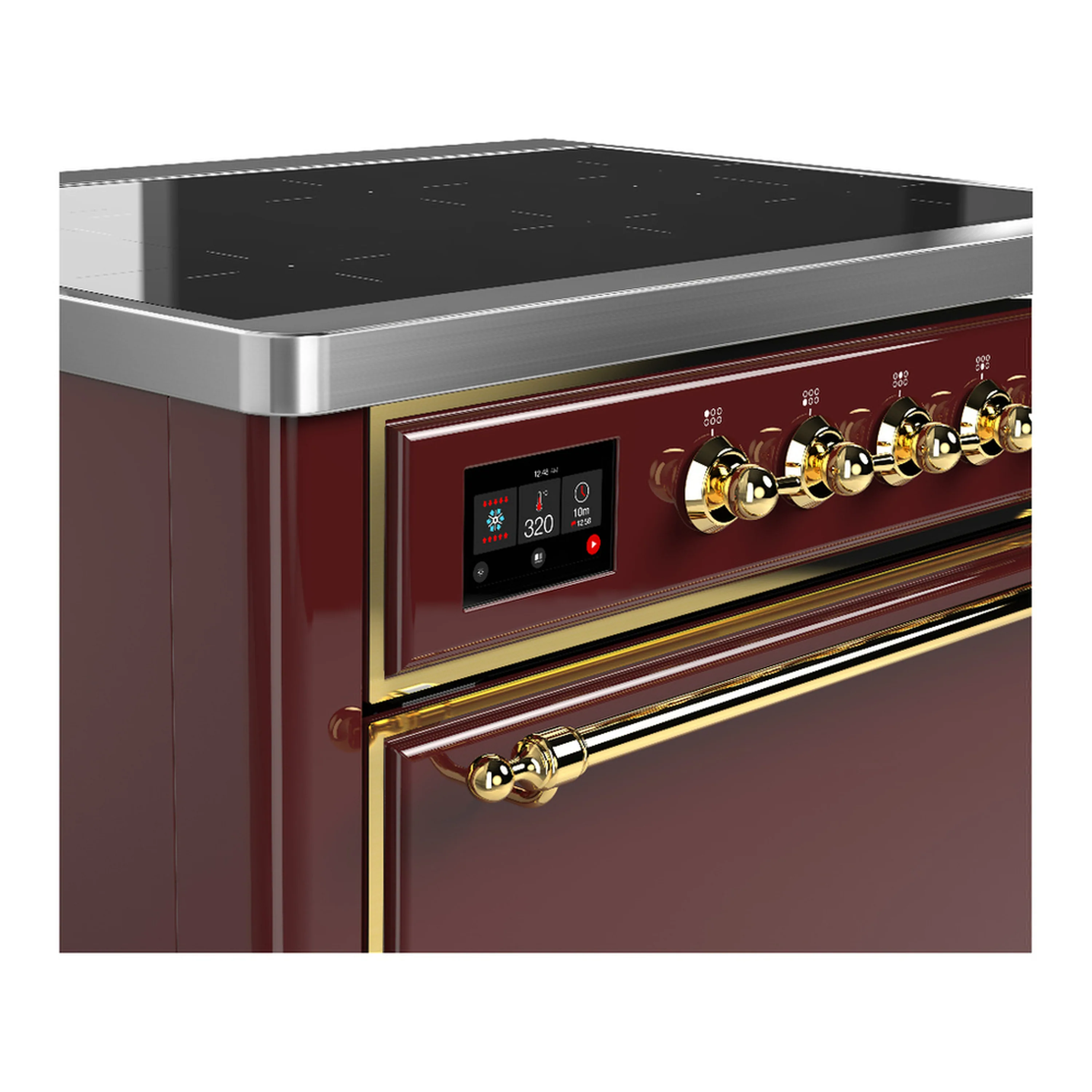 ILVE Majestic III 36-Inch Induction Range with 6 Induction Elements and Solid Door Electric Oven in Burgundy with Brass Trim (UMIB36QNR3BUG) - Image 5