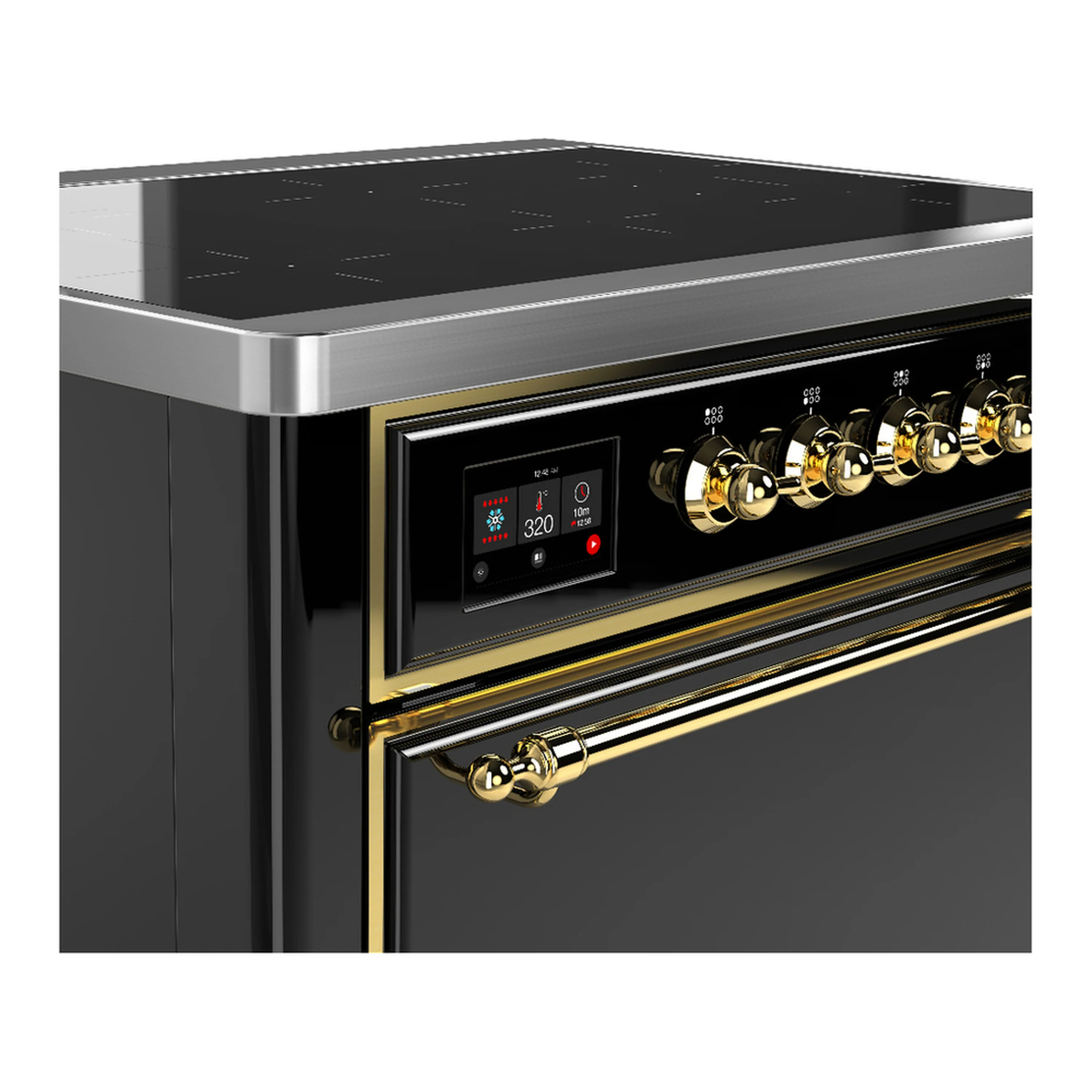 ILVE Majestic III 36-Inch Induction Range with 6 Induction Elements and Solid Door Electric Oven in Glossy Black with Brass Trim (UMIB36QNR3BKG) - Image 5