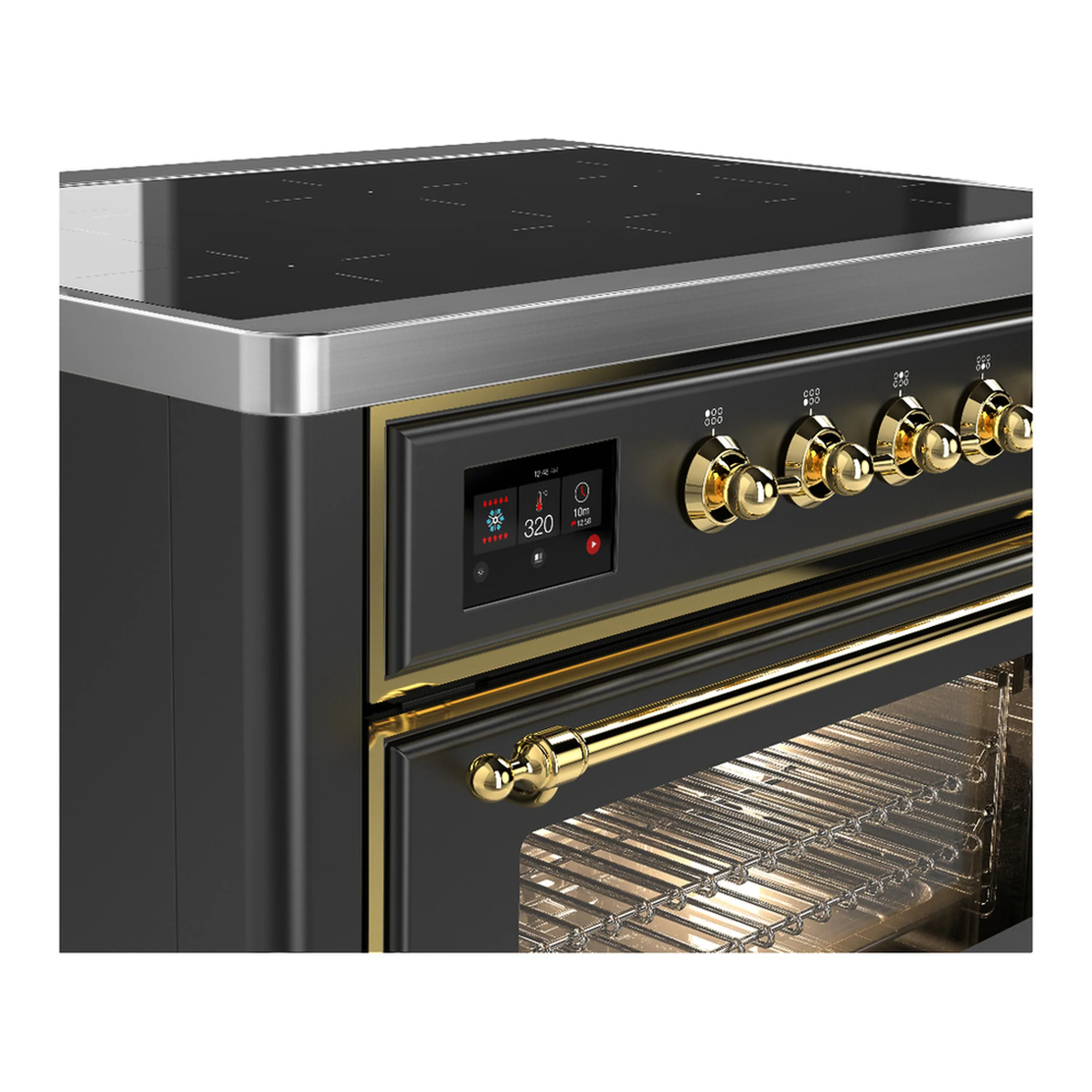 ILVE Majestic III 36-Inch Induction Range with 6 Induction Elements and Triple Glass Door Electric Oven in Matte Graphite with Brass Trim (UMIB36NR3MGG) - Image 5
