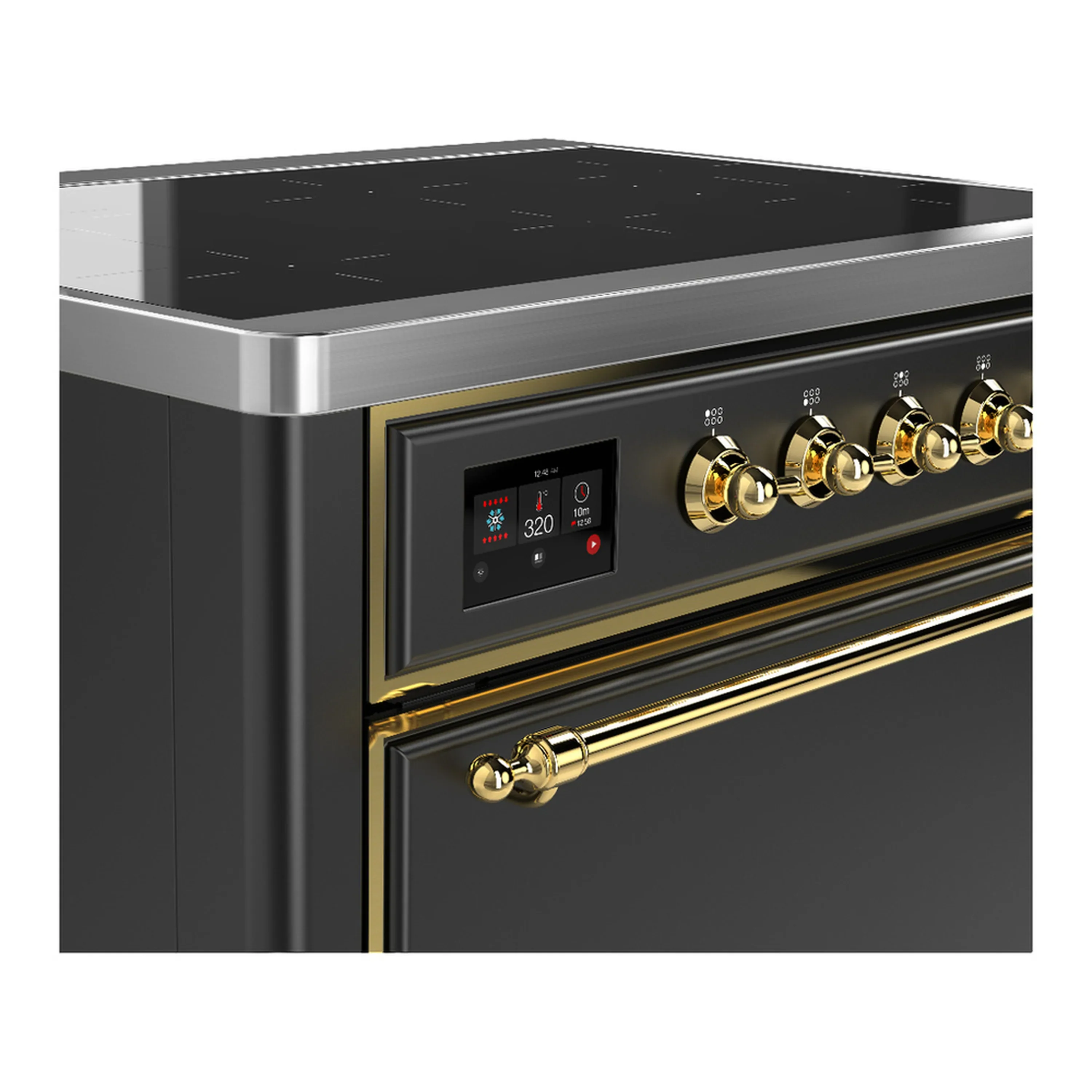 ILVE Majestic III 36-Inch Induction Range with 6 Induction Elements and Solid Door Electric Oven in Matte Graphite with Brass Trim (UMIB36QNR3MGG) - Image 5