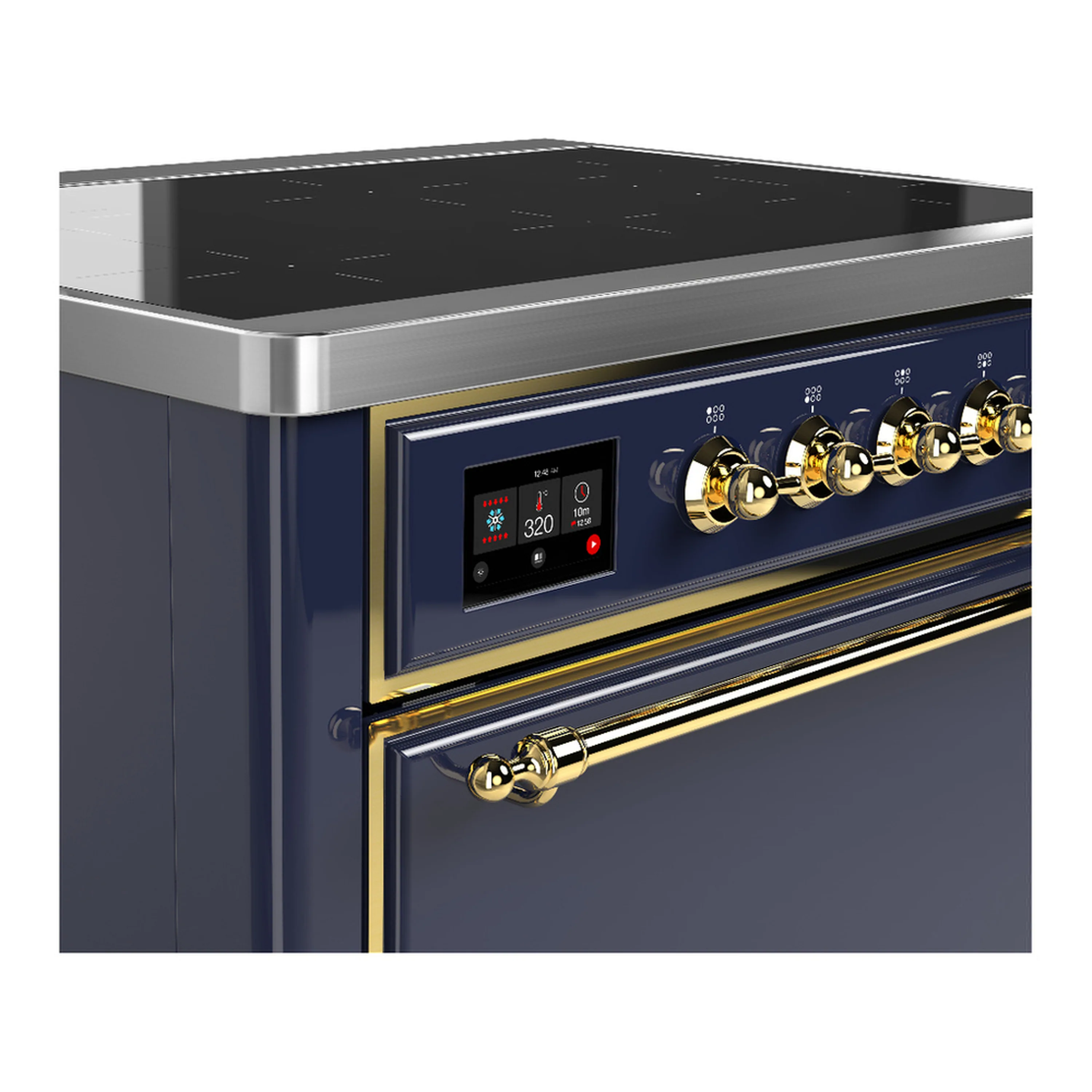 ILVE Majestic III 36-Inch Induction Range with 6 Induction Elements and Solid Door Electric Oven in Mightnight Blue with Brass Trim (UMIB36QNR3MBG) - Image 5