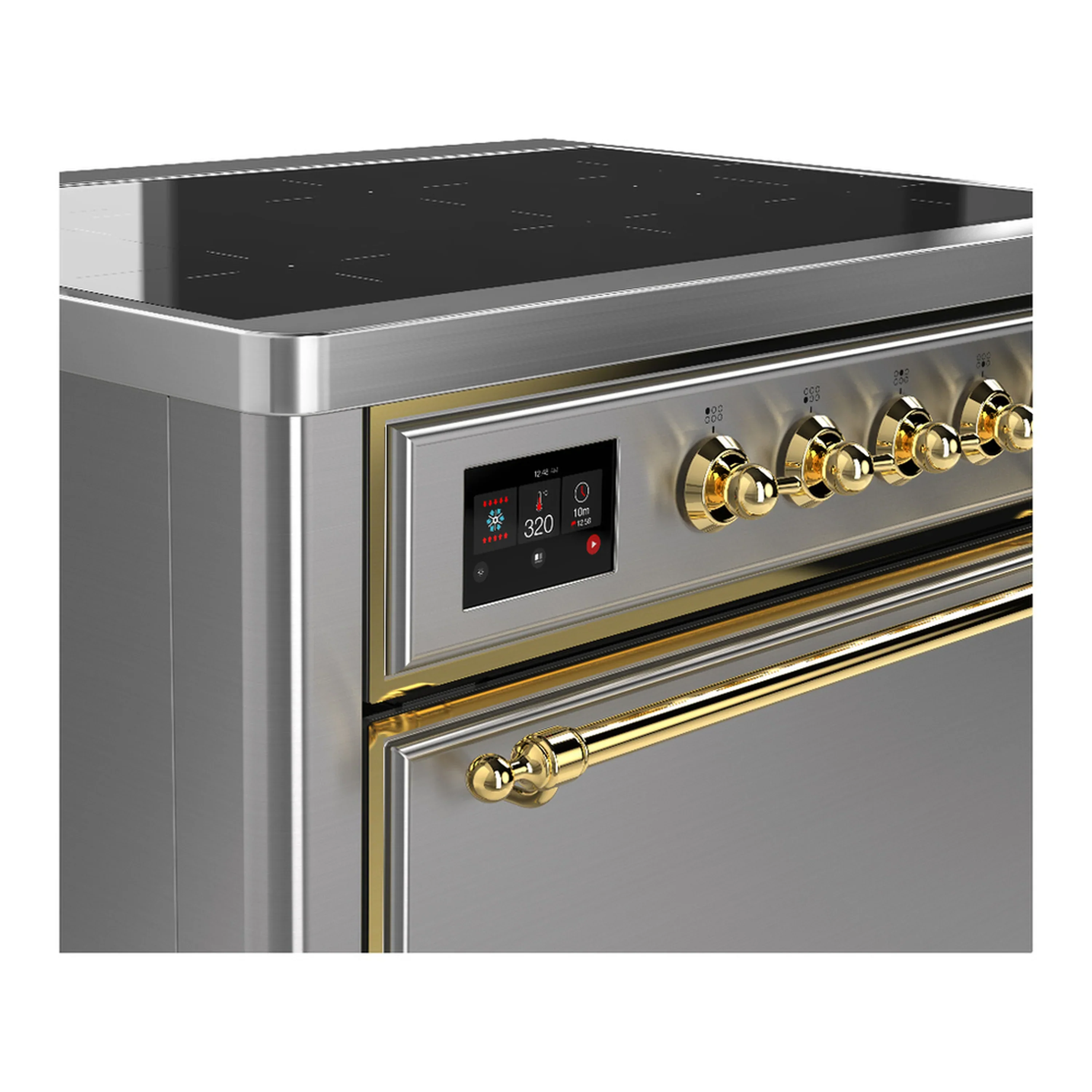 ILVE Majestic III 36-Inch Induction Range with 6 Induction Elements and Solid Door Electric Oven in Stainless Steel with Brass Trim (UMIB36QNR3SSG) - Image 5