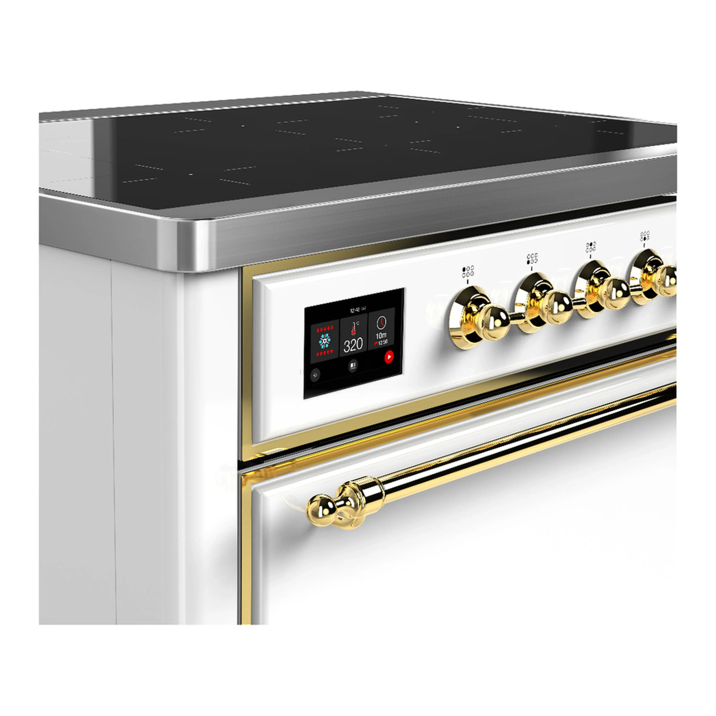 ILVE Majestic III 36-Inch Induction Range with 6 Induction Elements and Solid Door Electric Oven in White with Brass Trim (UMIB36QNR3WHG) - Image 5
