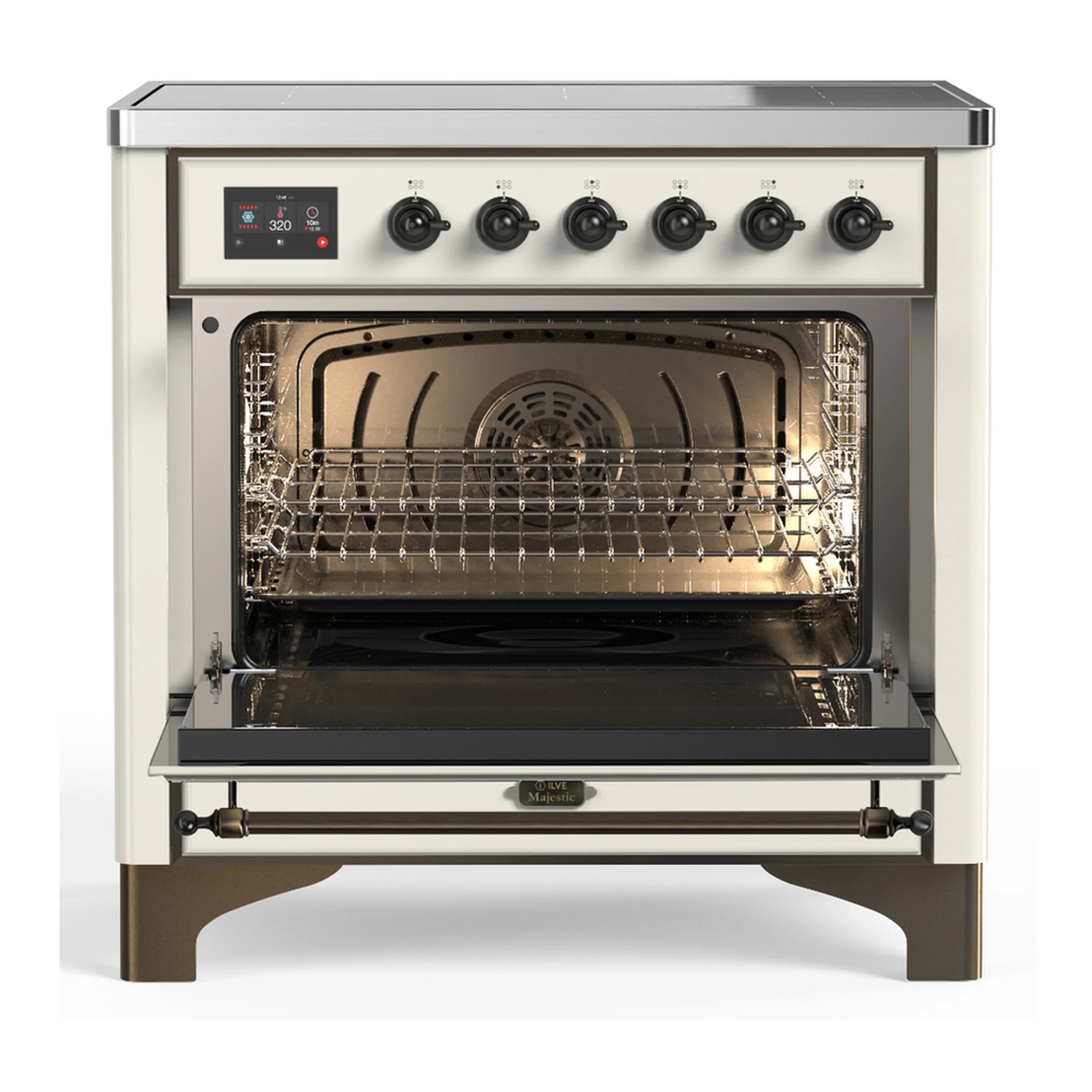 ILVE Majestic III 36-Inch Induction Range with 6 Induction Elements and Triple Glass Door Electric Oven in Antique White with Burnished Trim (UMIB36NR3AWB) - Image 4