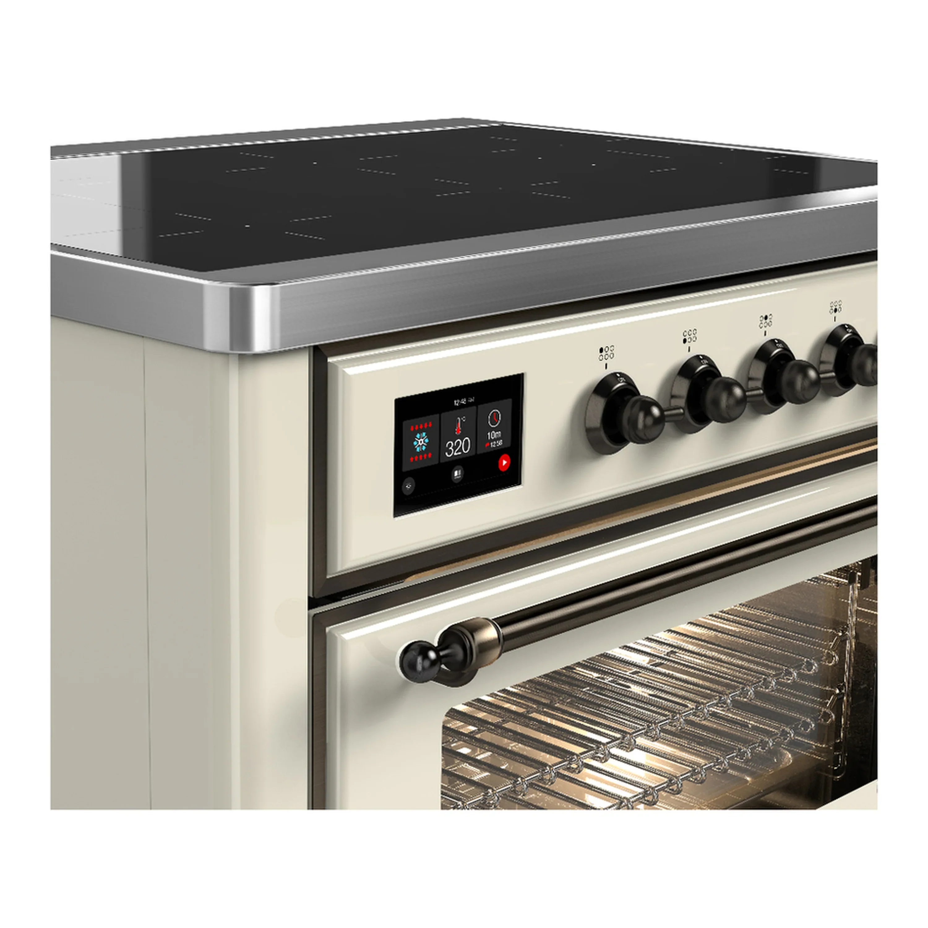 ILVE Majestic III 36-Inch Induction Range with 6 Induction Elements and Triple Glass Door Electric Oven in Antique White with Burnished Trim (UMIB36NR3AWB) - Image 5