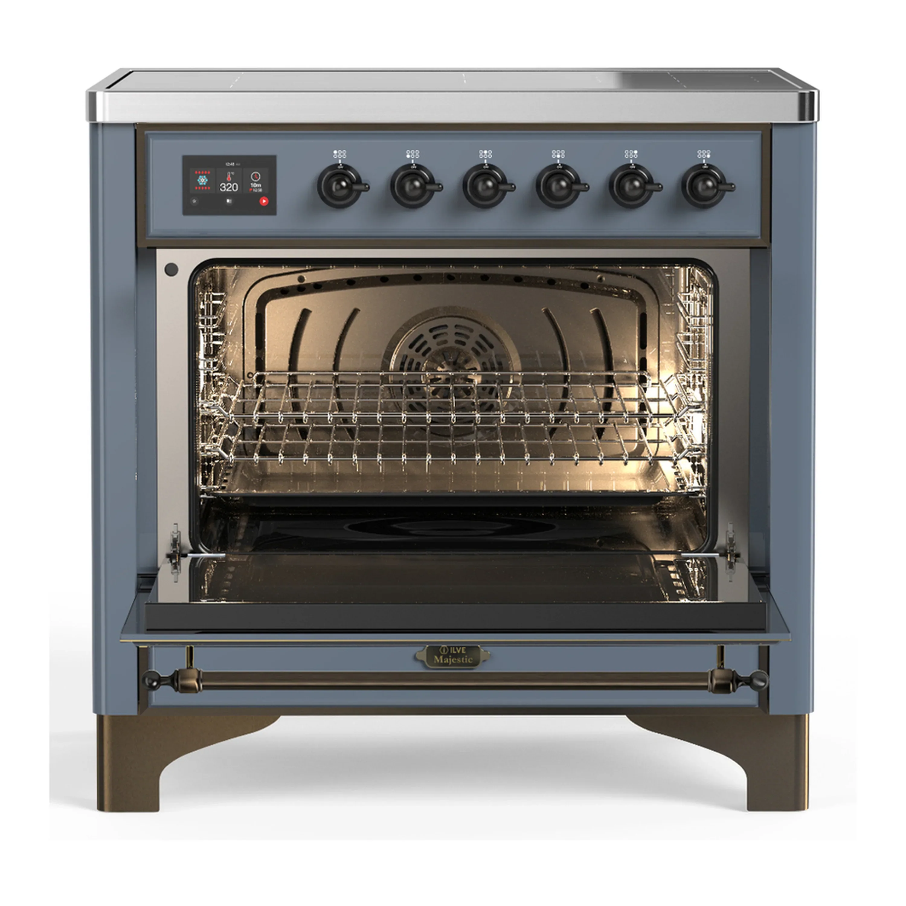 ILVE Majestic III 36-Inch Induction Range with 6 Induction Elements and Triple Glass Door Electric Oven in Blue Grey with Burnished Trim (UMIB36NR3BGB) - Image 4