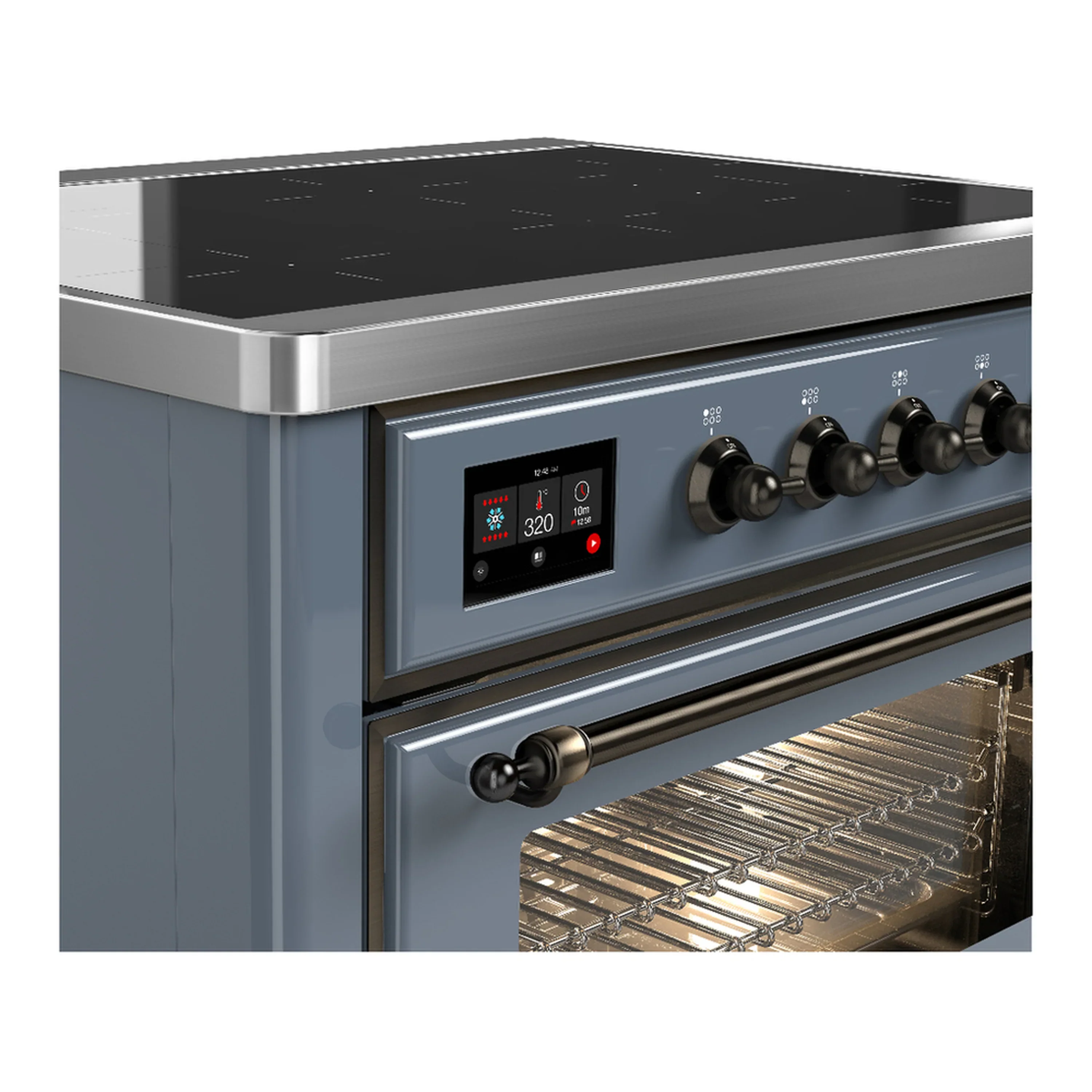 ILVE Majestic III 36-Inch Induction Range with 6 Induction Elements and Triple Glass Door Electric Oven in Blue Grey with Burnished Trim (UMIB36NR3BGB) - Image 5