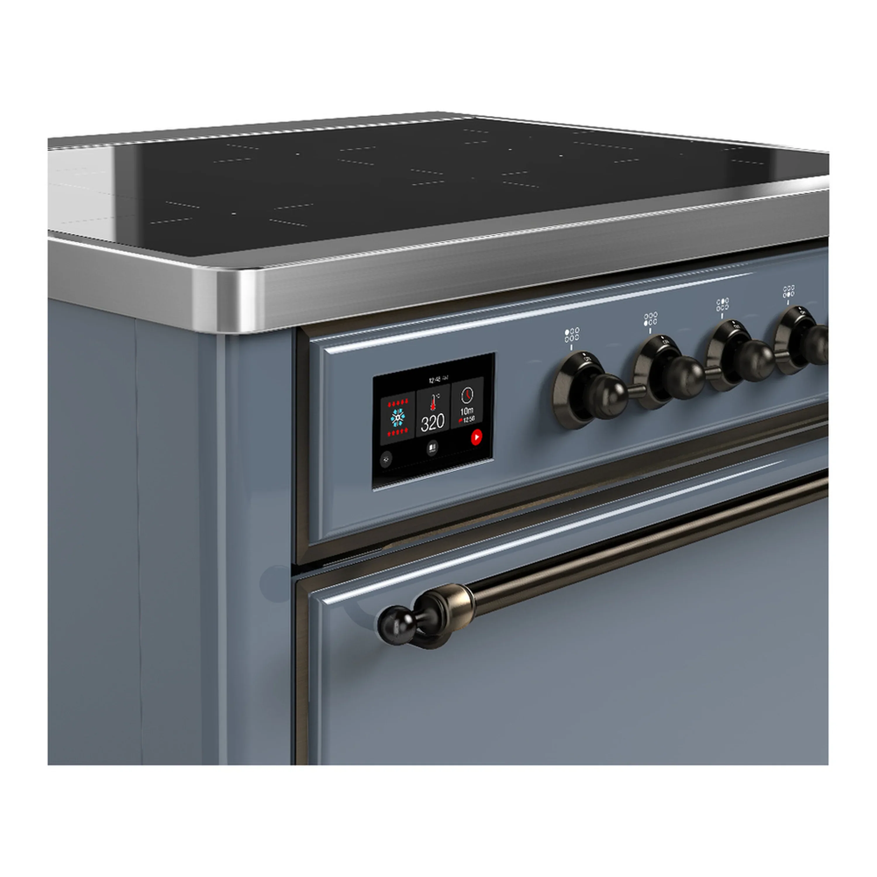 ILVE Majestic III 36-Inch Induction Range with 6 Induction Elements and Solid Door Electric Oven in Blue Grey with Burnished Trim (UMIB36QNR3BGB) - Image 5