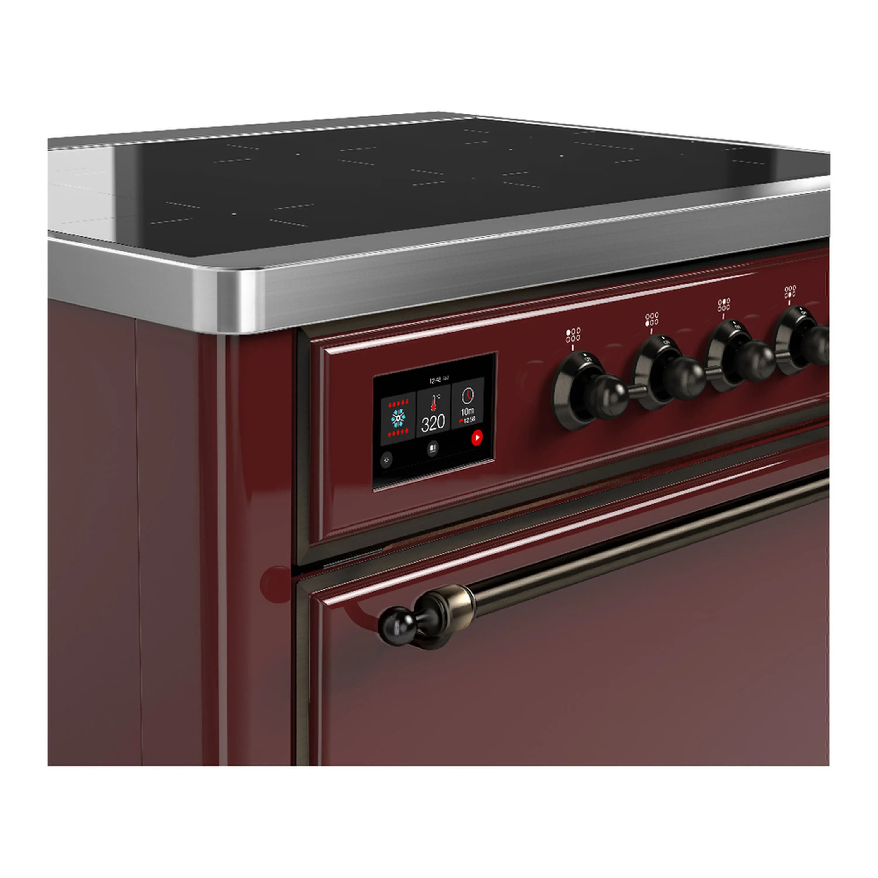 ILVE Majestic III 36-Inch Induction Range with 6 Induction Elements and Solid Door Electric Oven in Burgundy with Burnished Trim (UMIB36QNR3BUB) - Image 5