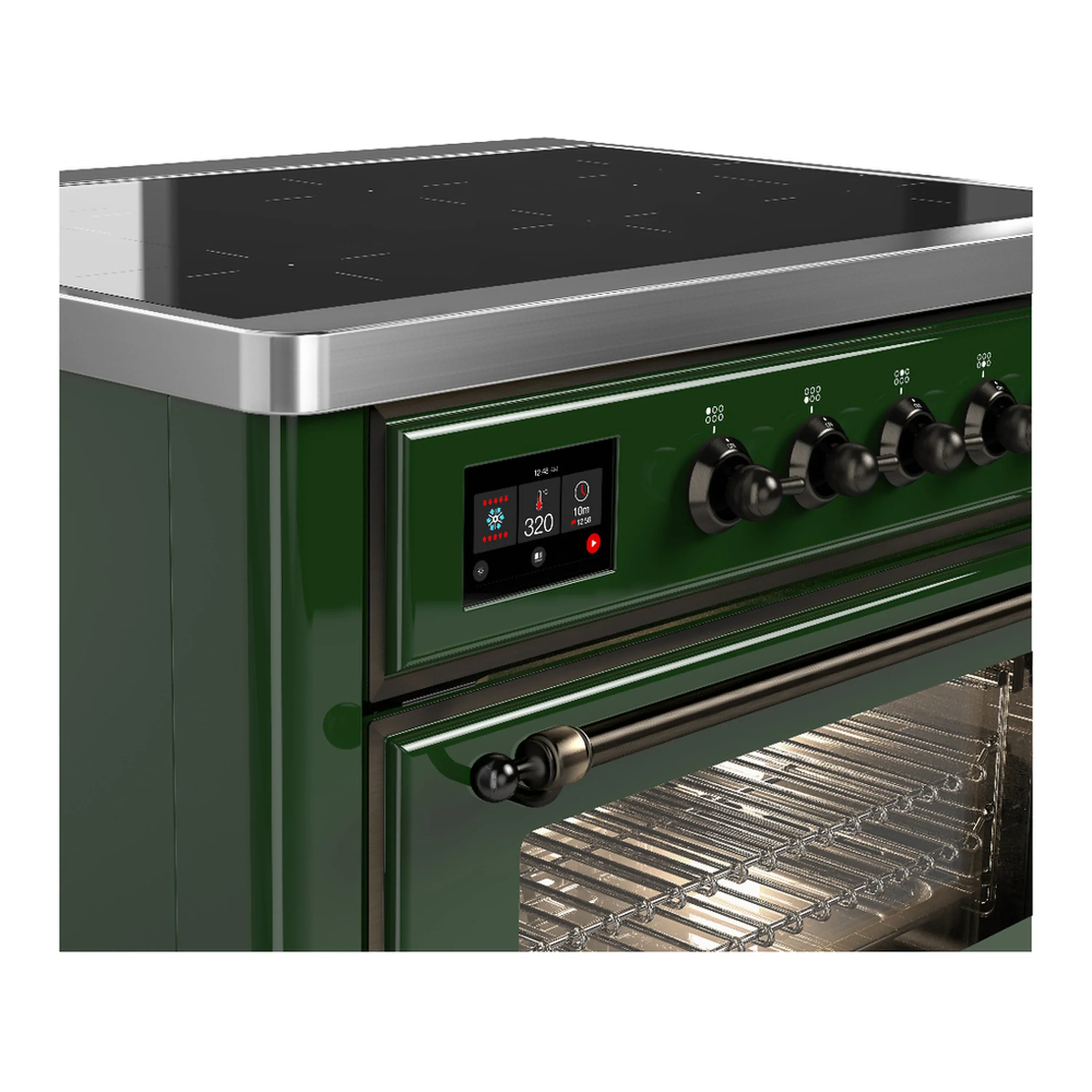 ILVE Majestic III 36-Inch Induction Range with 6 Induction Elements and Triple Glass Door Electric Oven in Emerald Green with Burnished Trim (UMIB36NR3EGB) - Image 5