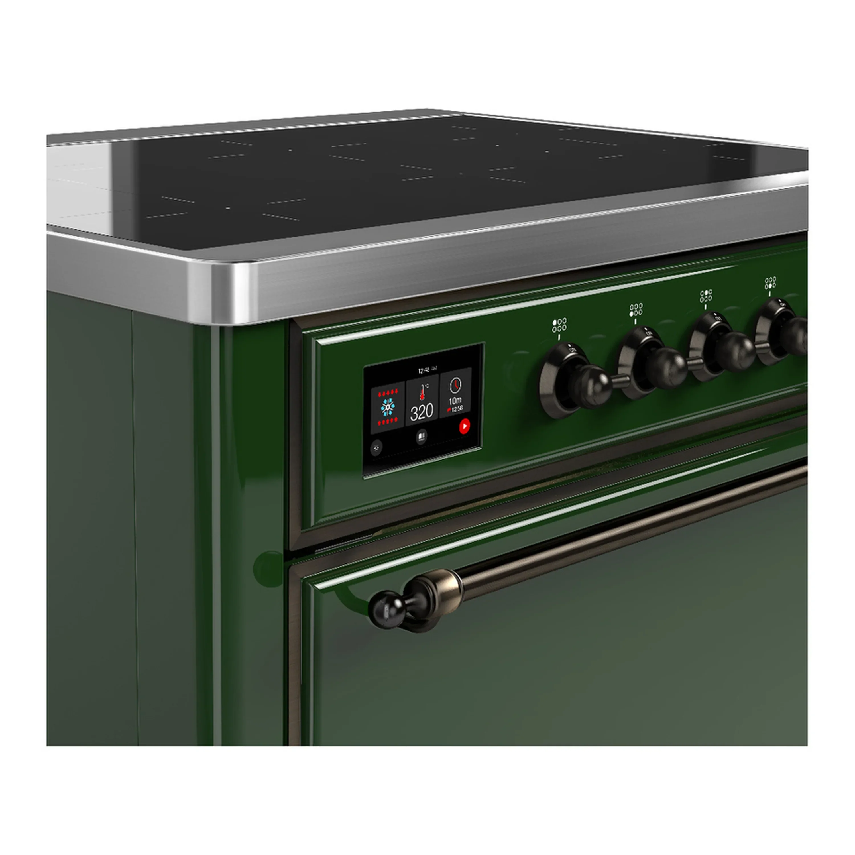 ILVE Majestic III 36-Inch Induction Range with 6 Induction Elements and Solid Door Electric Oven in Emerald Green with Burnished Trim (UMIB36QNR3EGB) - Image 5