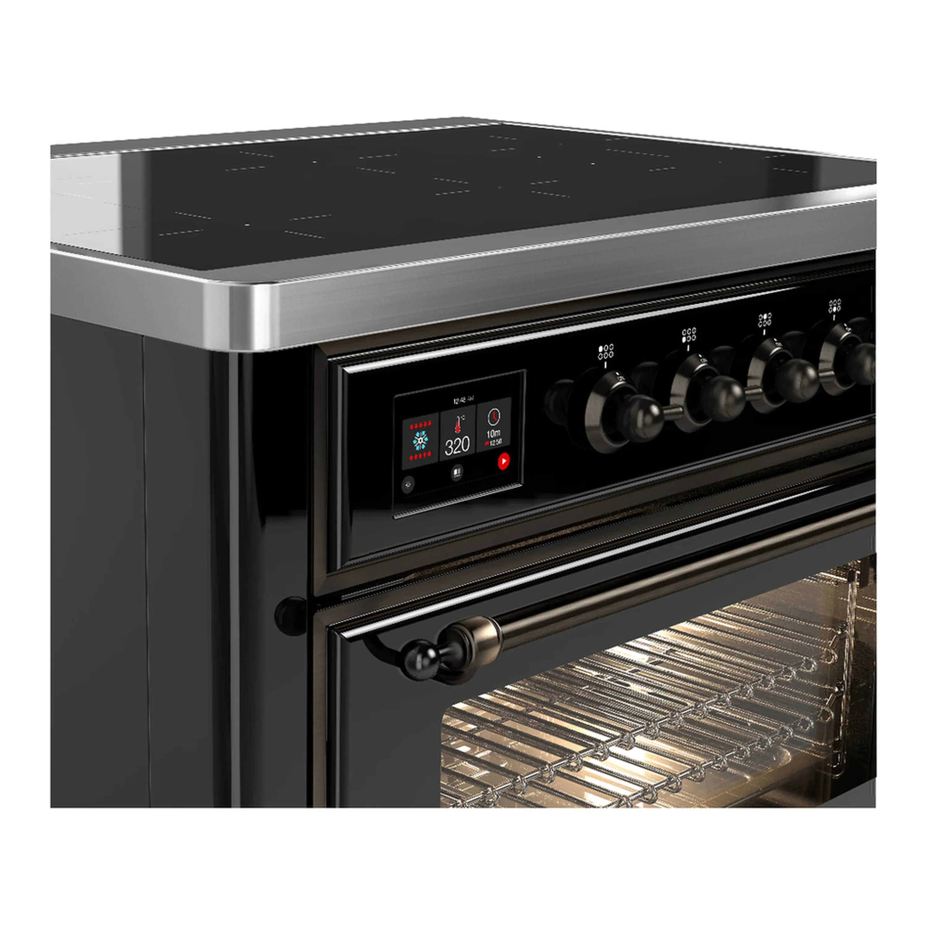 ILVE Majestic III 36-Inch Induction Range with 6 Induction Elements and Triple Glass Door Electric Oven in Glossy Black with Burnished Trim (UMIB36NR3BKB) - Image 5