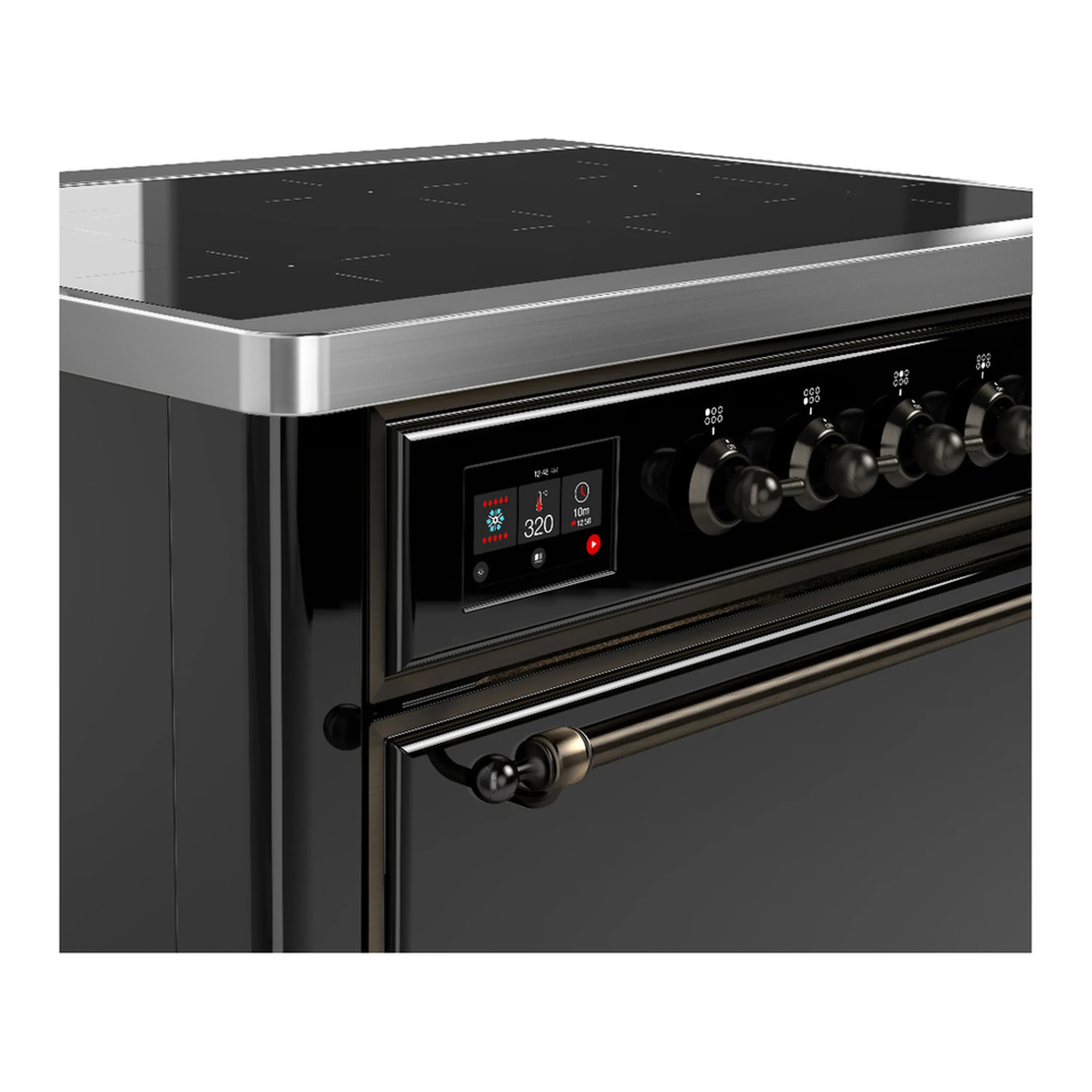 ILVE Majestic III 36-Inch Induction Range with 6 Induction Elements and Solid Door Electric Oven in Glossy Black with Burnished Trim (UMIB36QNR3BKB) - Image 5