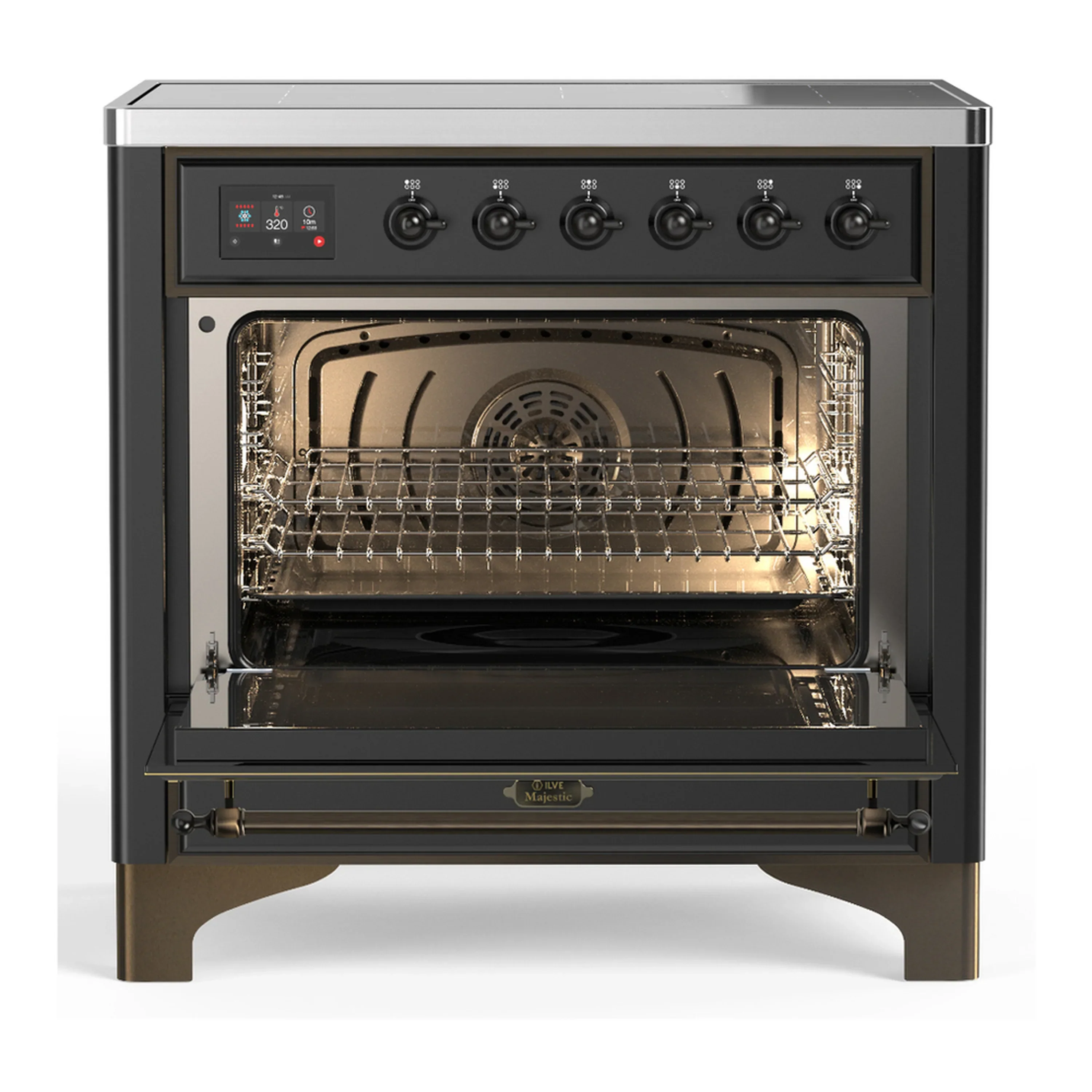 ILVE Majestic III 36-Inch Induction Range with 6 Induction Elements and Triple Glass Door Electric Oven in Matte Graphite with Burnished Trim (UMIB36NR3MGB) - Image 4
