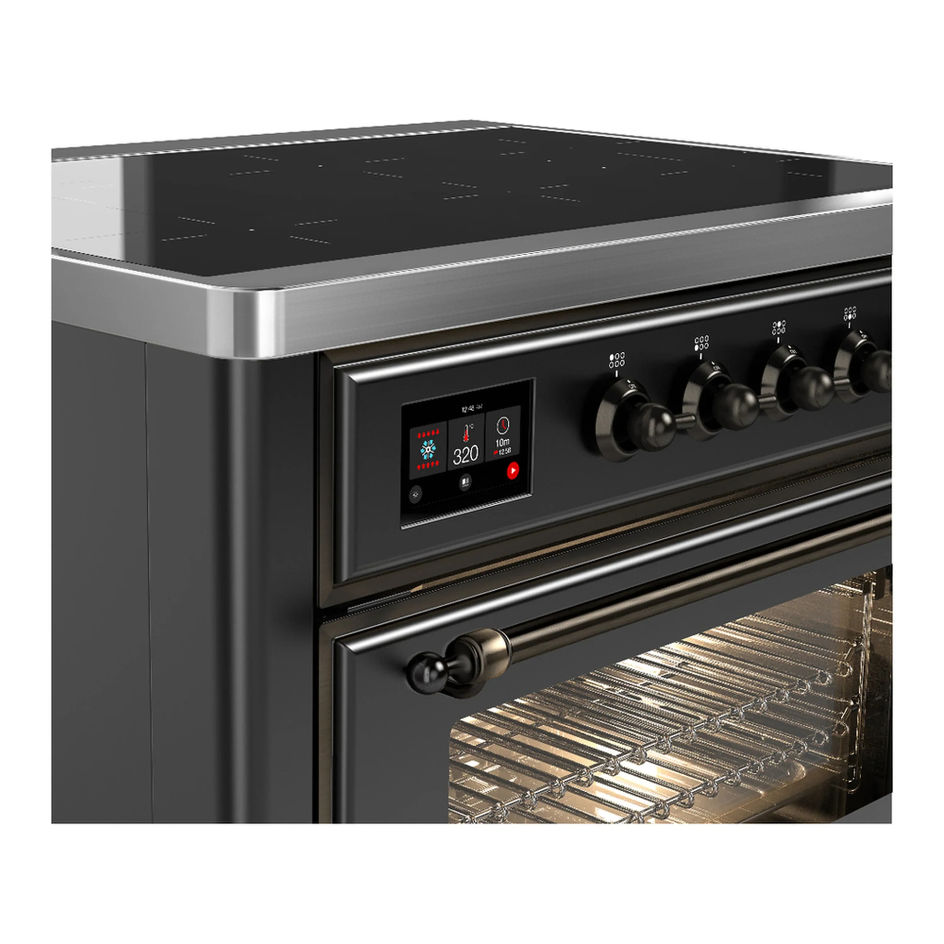 ILVE Majestic III 36-Inch Induction Range with 6 Induction Elements and Triple Glass Door Electric Oven in Matte Graphite with Burnished Trim (UMIB36NR3MGB) - Image 5