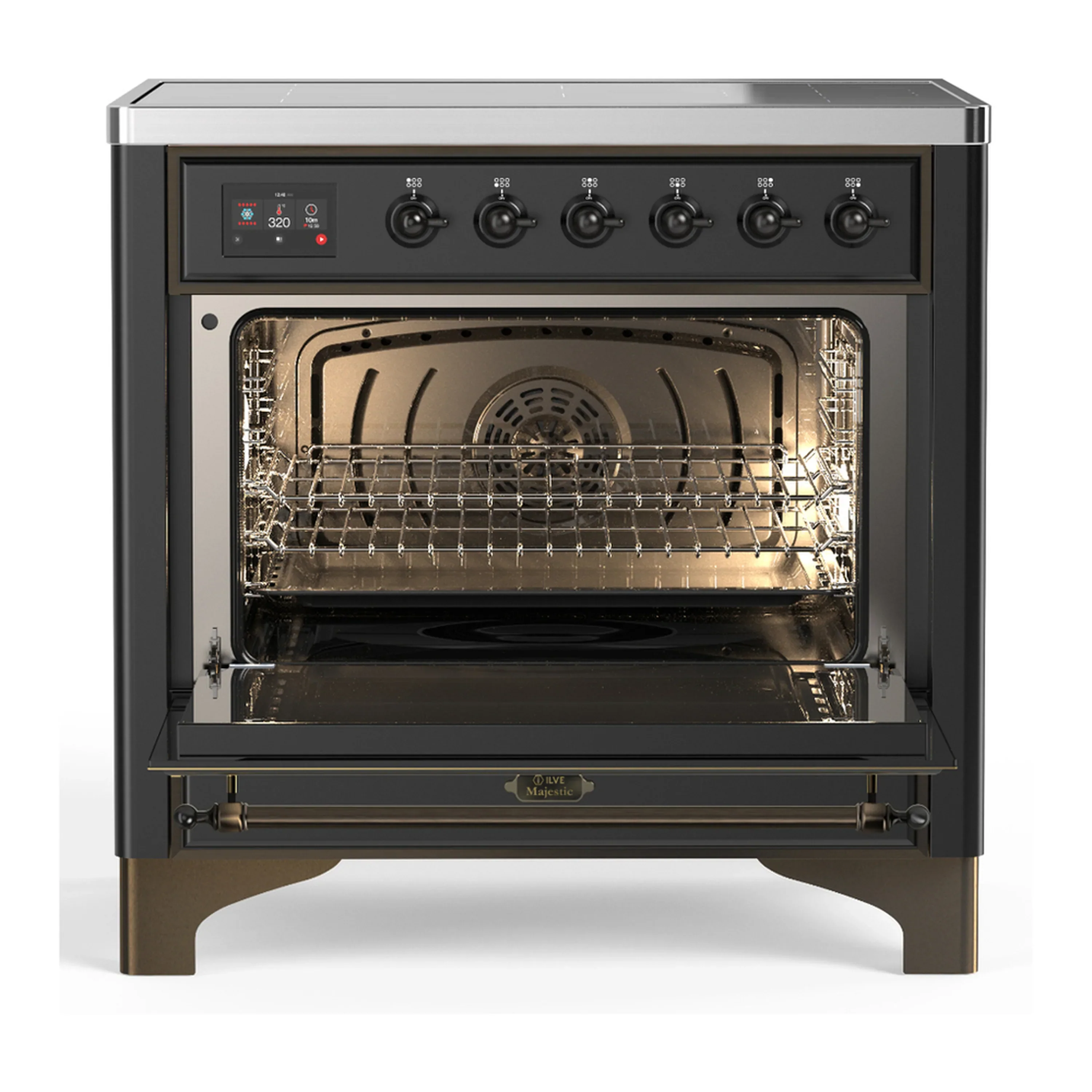 ILVE Majestic III 36-Inch Induction Range with 6 Induction Elements and Solid Door Electric Oven in Matte Graphite with Burnished Trim (UMIB36QNR3MGB) - Image 4