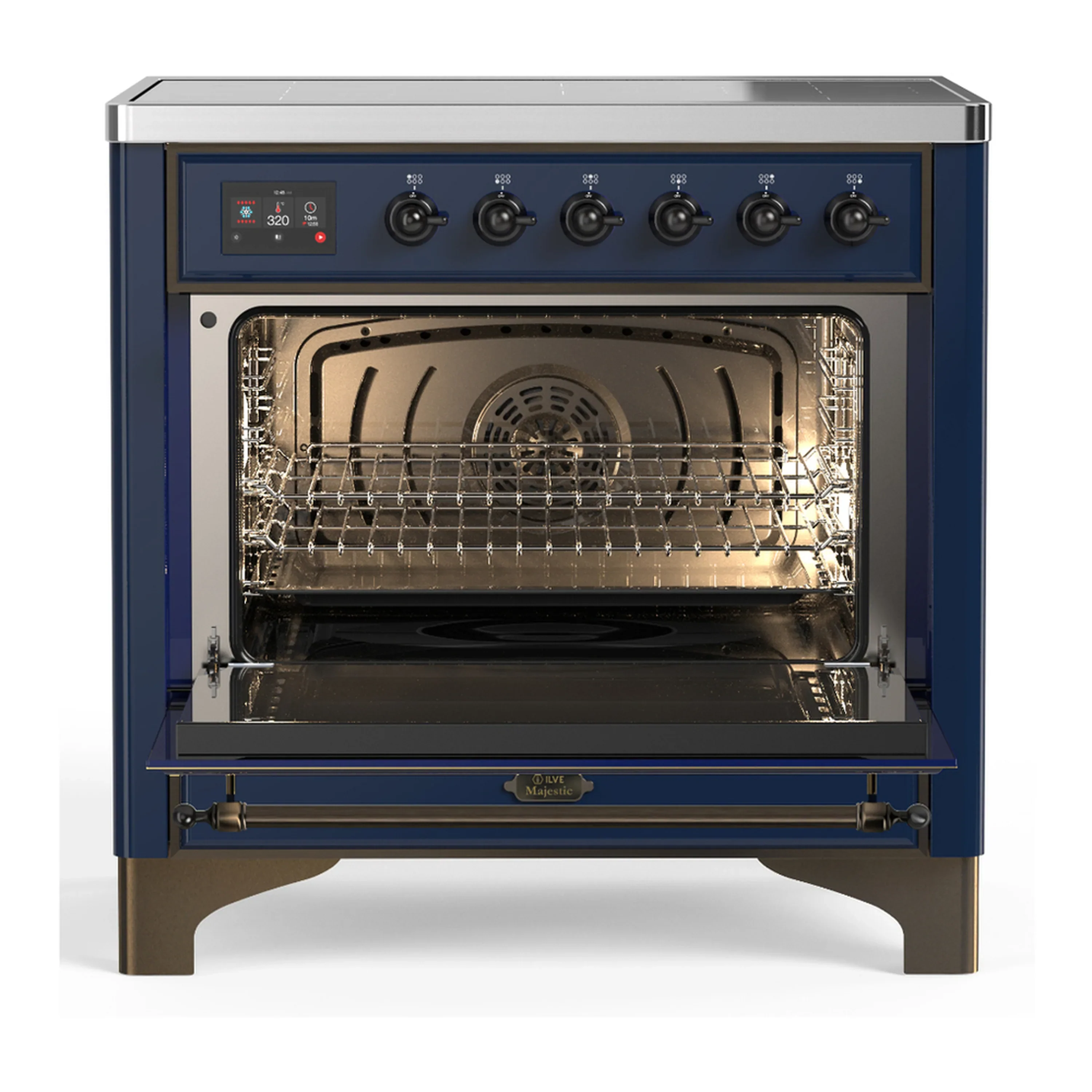 ILVE Majestic III 36-Inch Induction Range with 6 Induction Elements and Triple Glass Door Electric Oven in Mightnight Blue with Burnished Trim (UMIB36NR3MBB) - Image 4