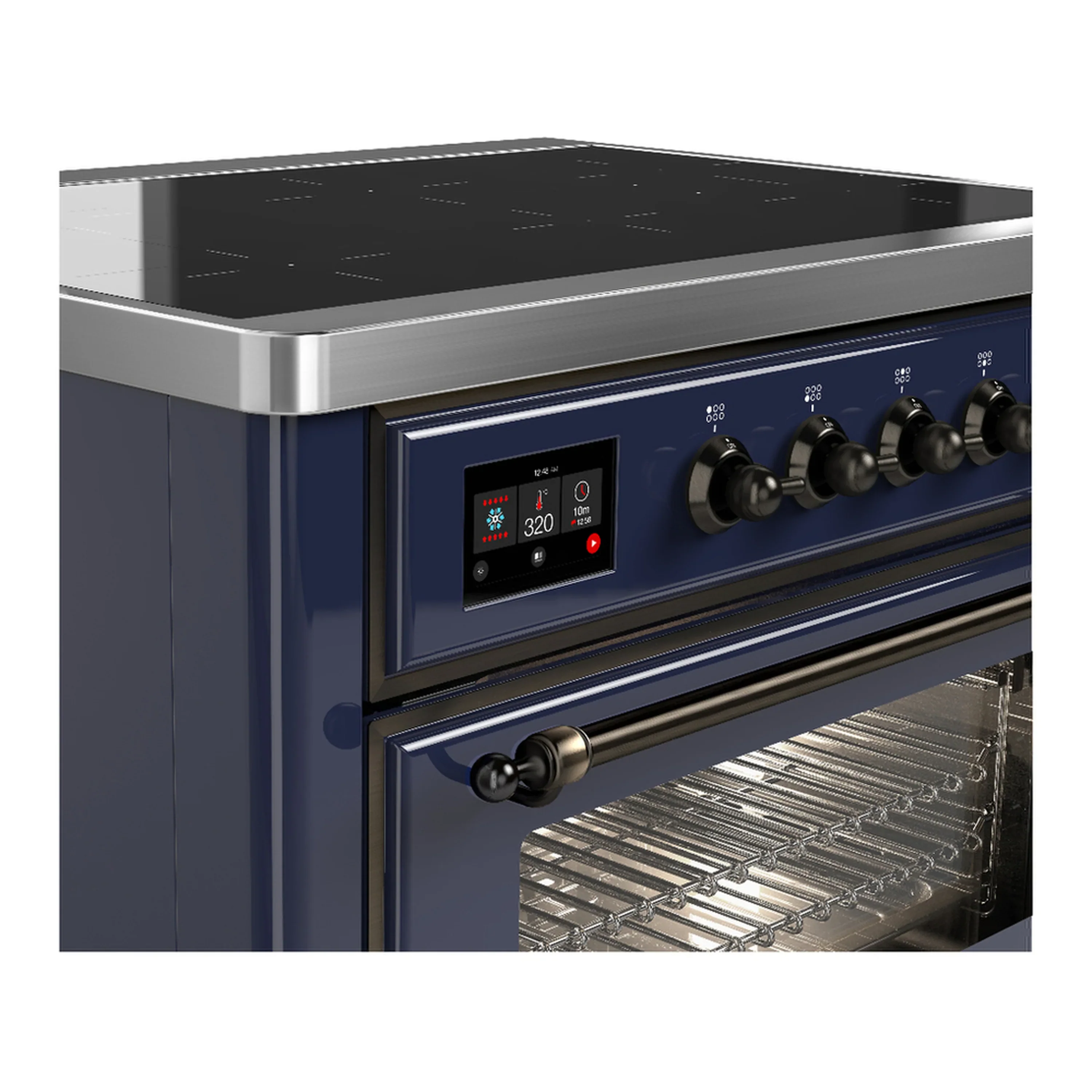 ILVE Majestic III 36-Inch Induction Range with 6 Induction Elements and Triple Glass Door Electric Oven in Mightnight Blue with Burnished Trim (UMIB36NR3MBB) - Image 5