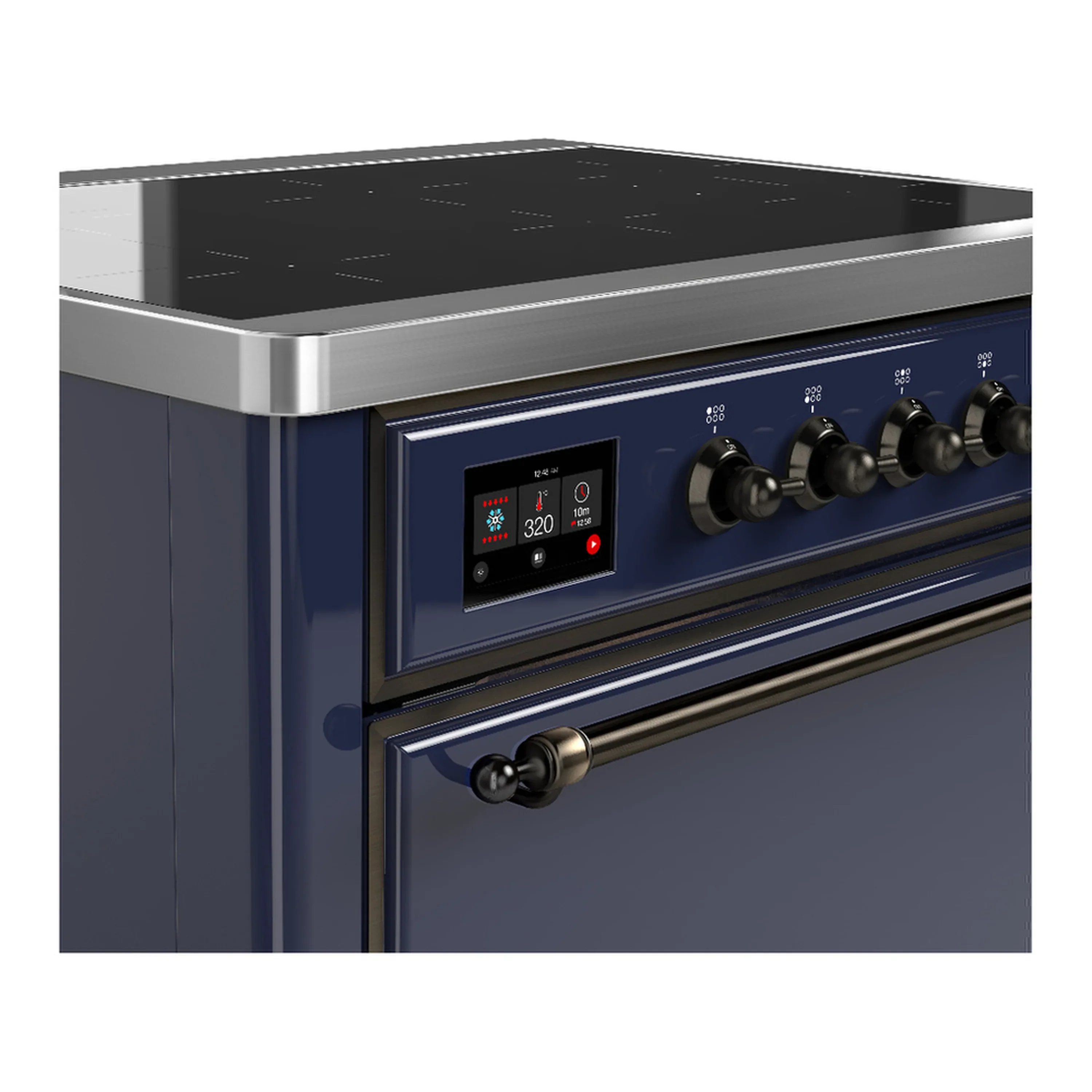 ILVE Majestic III 36-Inch Induction Range with 6 Induction Elements and Solid Door Electric Oven in Mightnight Blue with Burnished Trim (UMIB36QNR3MBB) - Image 5