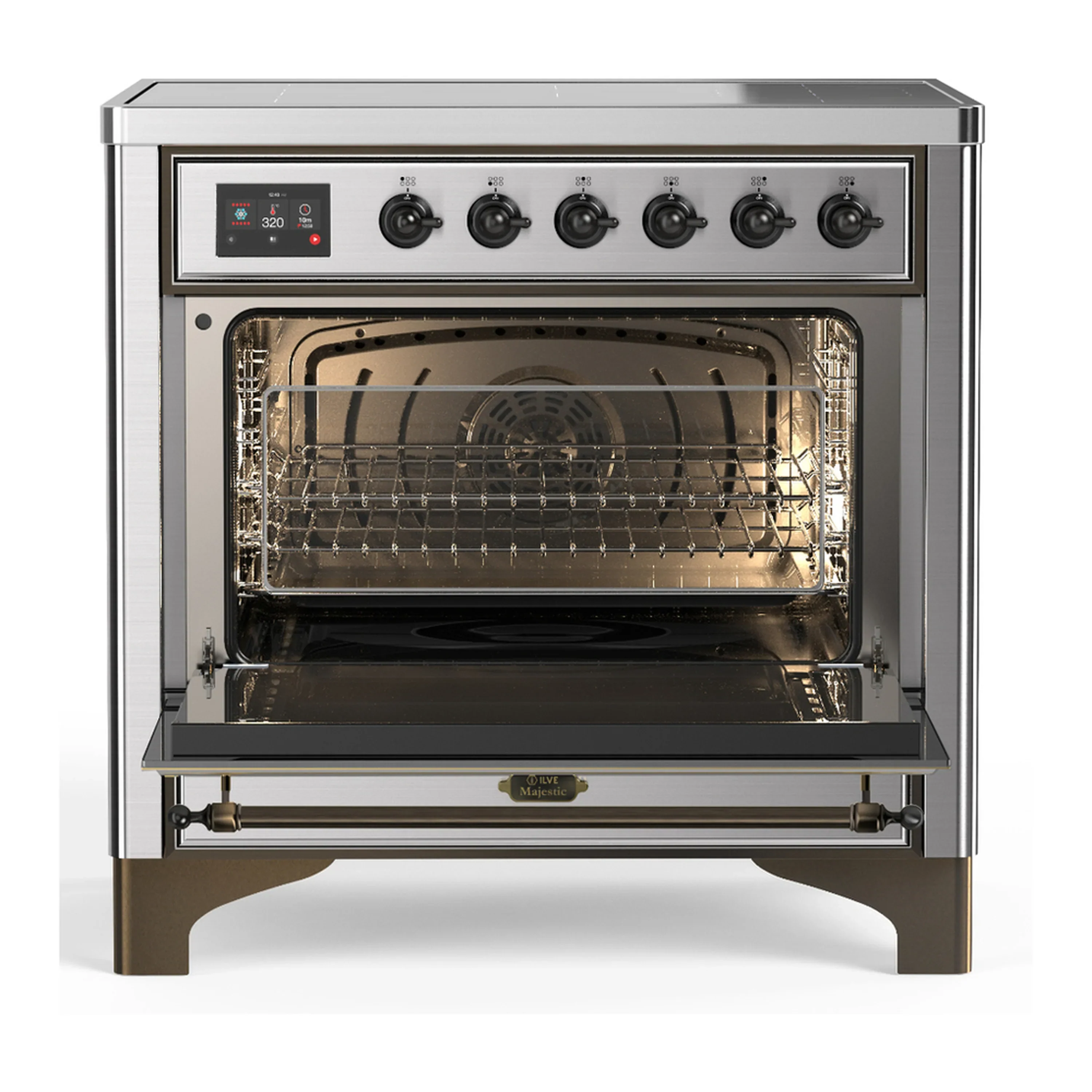 ILVE Majestic III 36-Inch Induction Range with 6 Induction Elements and Triple Glass Door Electric Oven in Stainless Steel with Burnished Trim (UMIB36NR3SSB) - Image 4