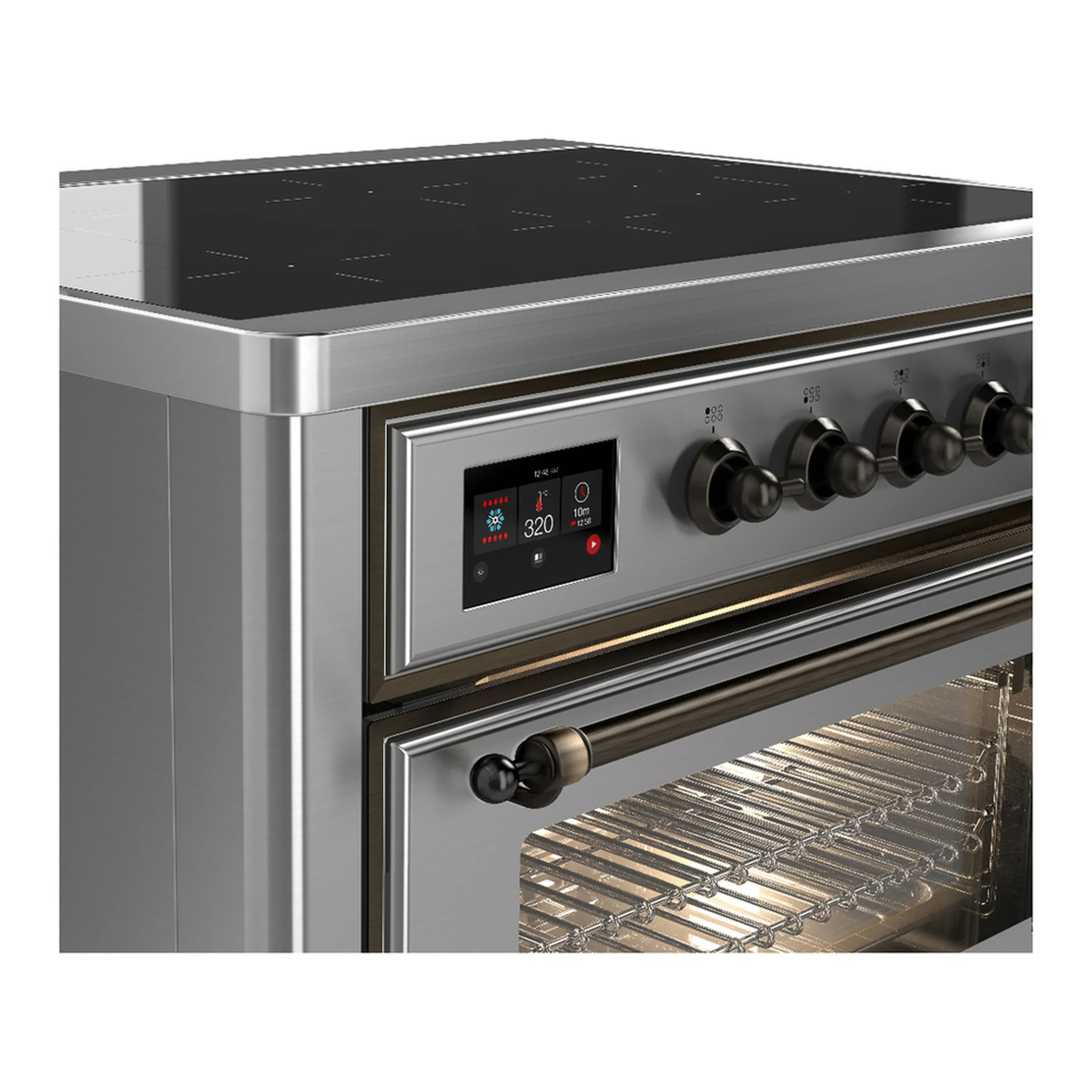 ILVE Majestic III 36-Inch Induction Range with 6 Induction Elements and Triple Glass Door Electric Oven in Stainless Steel with Burnished Trim (UMIB36NR3SSB) - Image 5