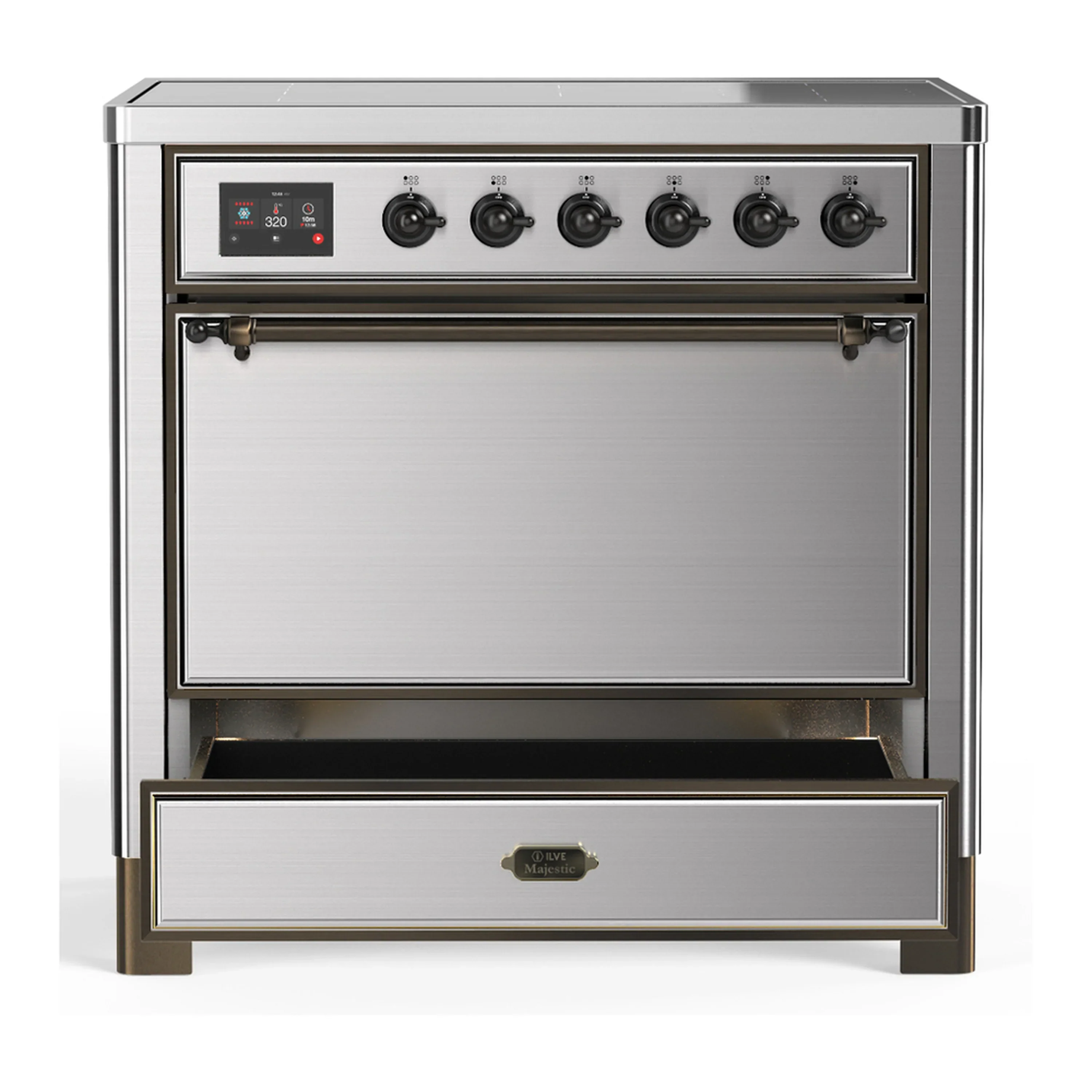 ILVE Majestic III 36-Inch Induction Range with 6 Induction Elements and Solid Door Electric Oven in Stainless Steel with Burnished Trim (UMIB36QNR3SSB) - Image 3