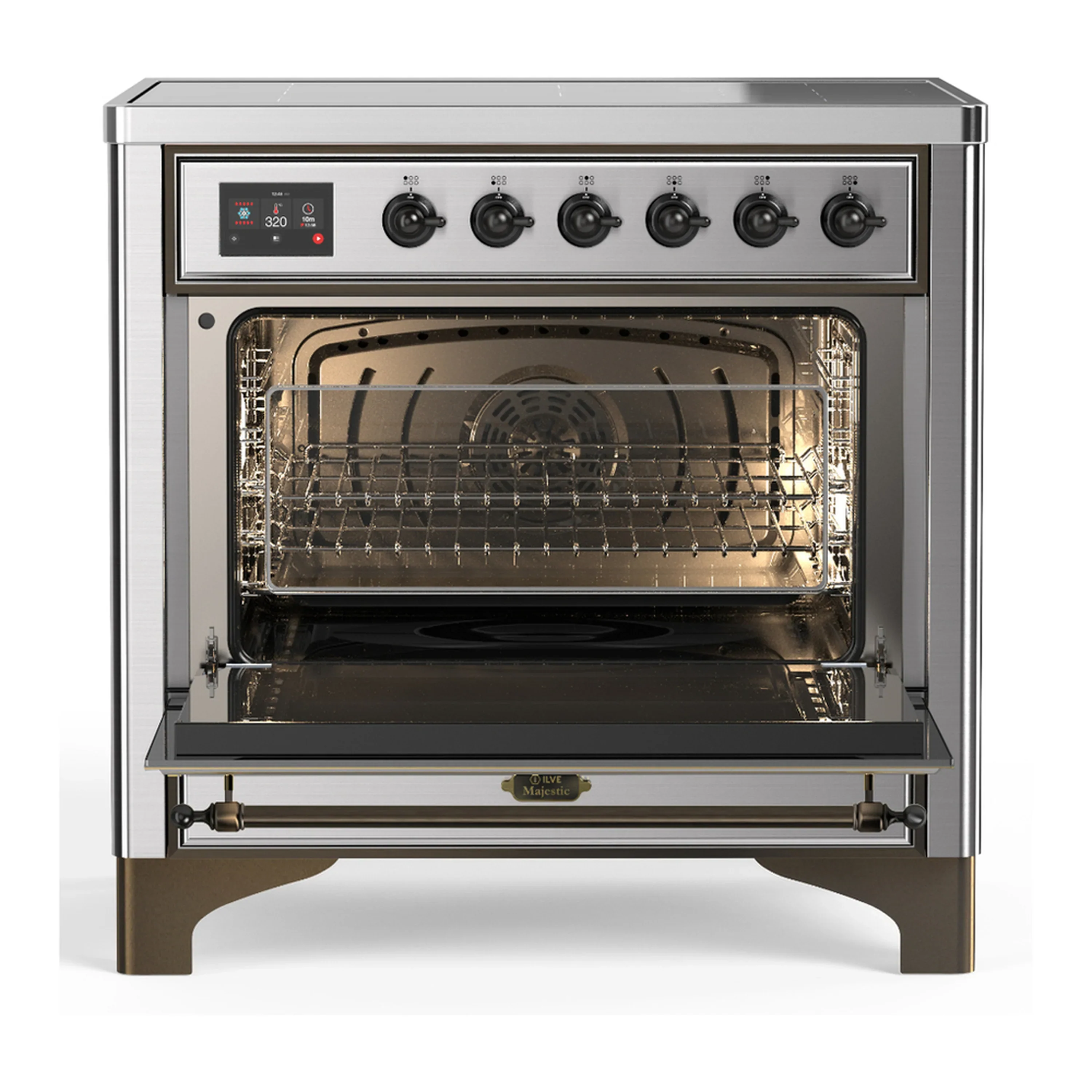 ILVE Majestic III 36-Inch Induction Range with 6 Induction Elements and Solid Door Electric Oven in Stainless Steel with Burnished Trim (UMIB36QNR3SSB) - Image 4