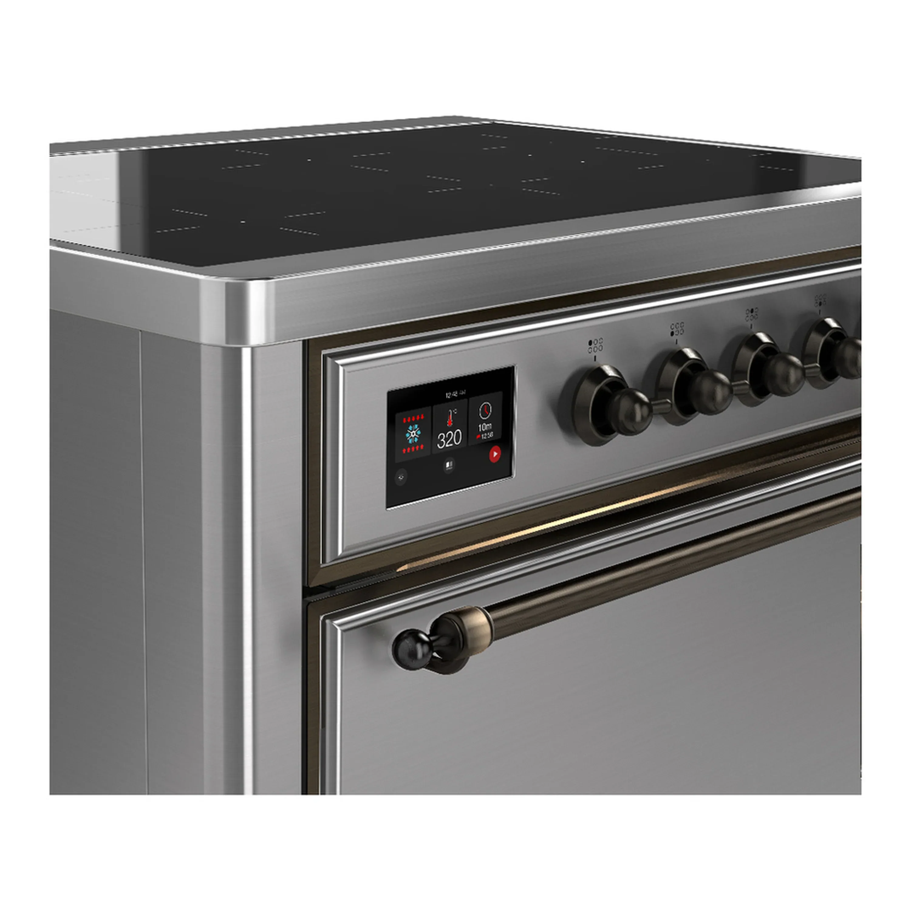 ILVE Majestic III 36-Inch Induction Range with 6 Induction Elements and Solid Door Electric Oven in Stainless Steel with Burnished Trim (UMIB36QNR3SSB) - Image 5