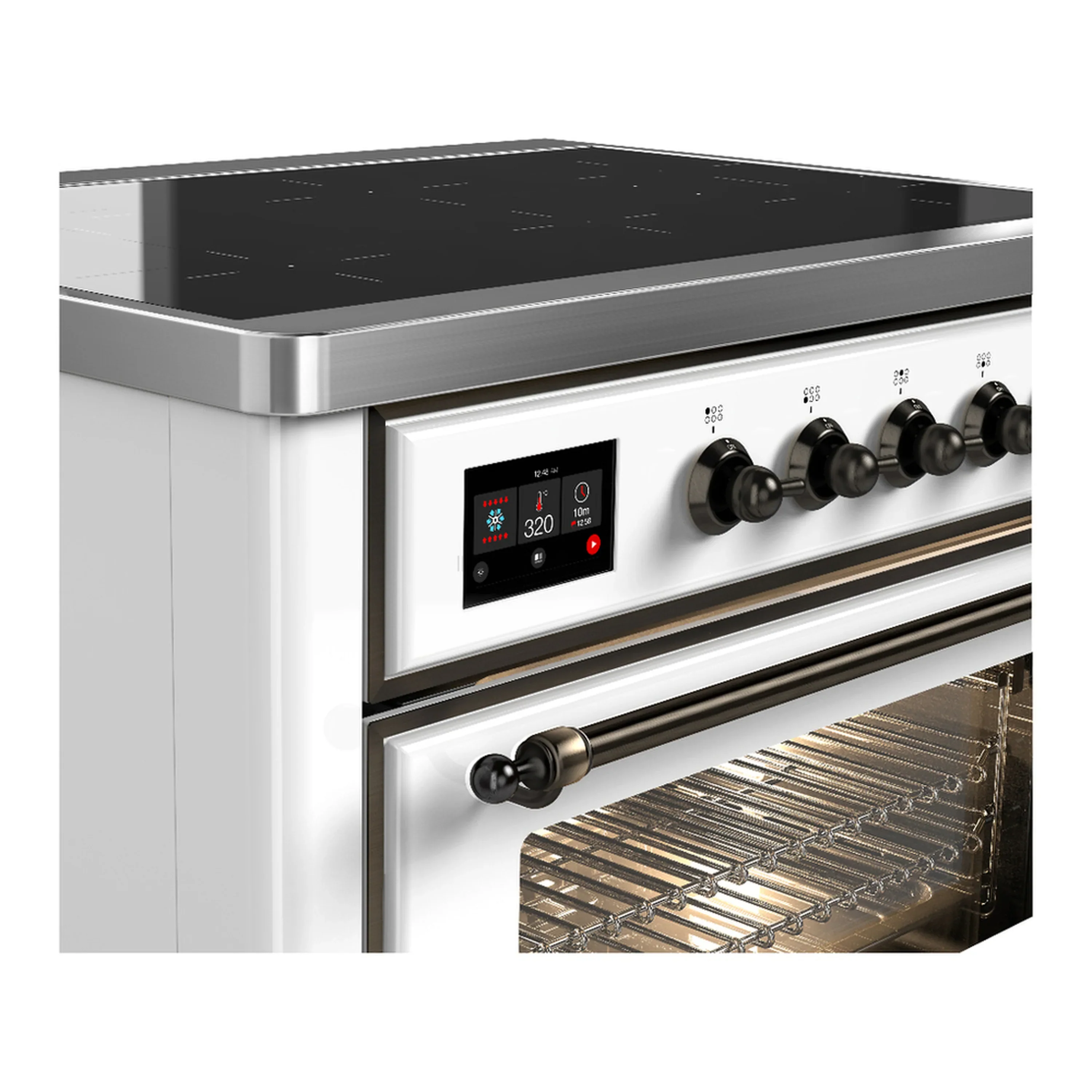 ILVE Majestic III 36-Inch Induction Range with 6 Induction Elements and Triple Glass Door Electric Oven in White with Burnished Trim (UMIB36NR3WHB) - Image 5