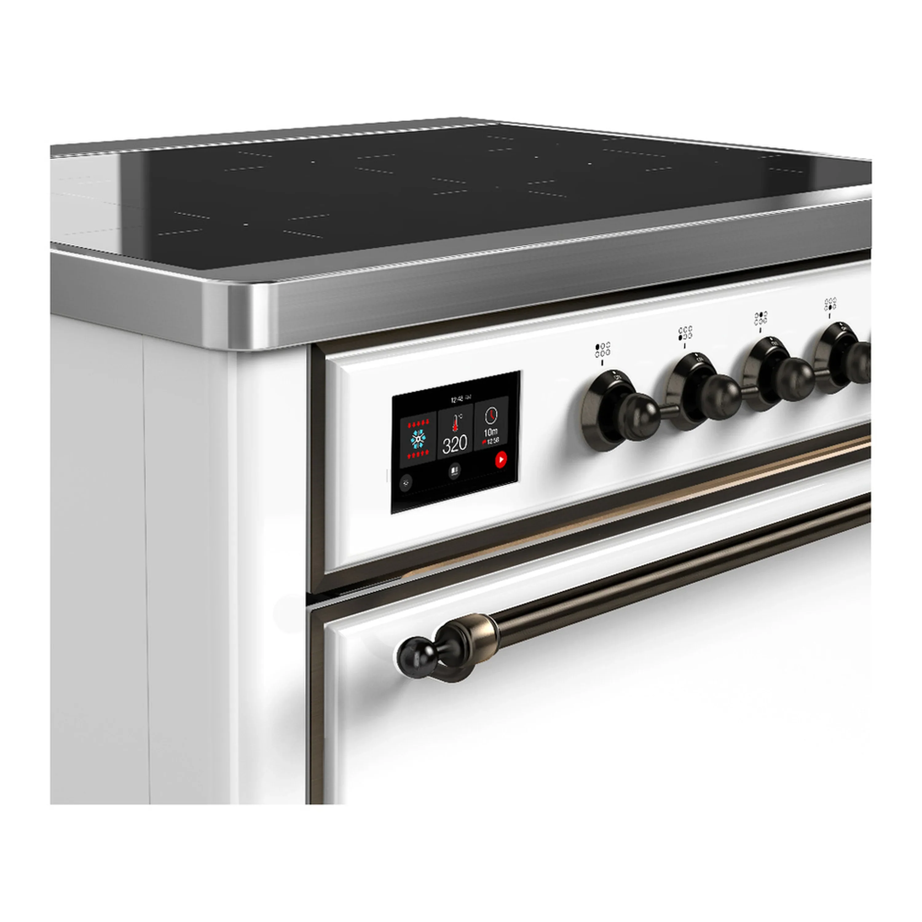 ILVE Majestic III 36-Inch Induction Range with 6 Induction Elements and Solid Door Electric Oven in White with Burnished Trim (UMIB36QNR3WHB) - Image 5