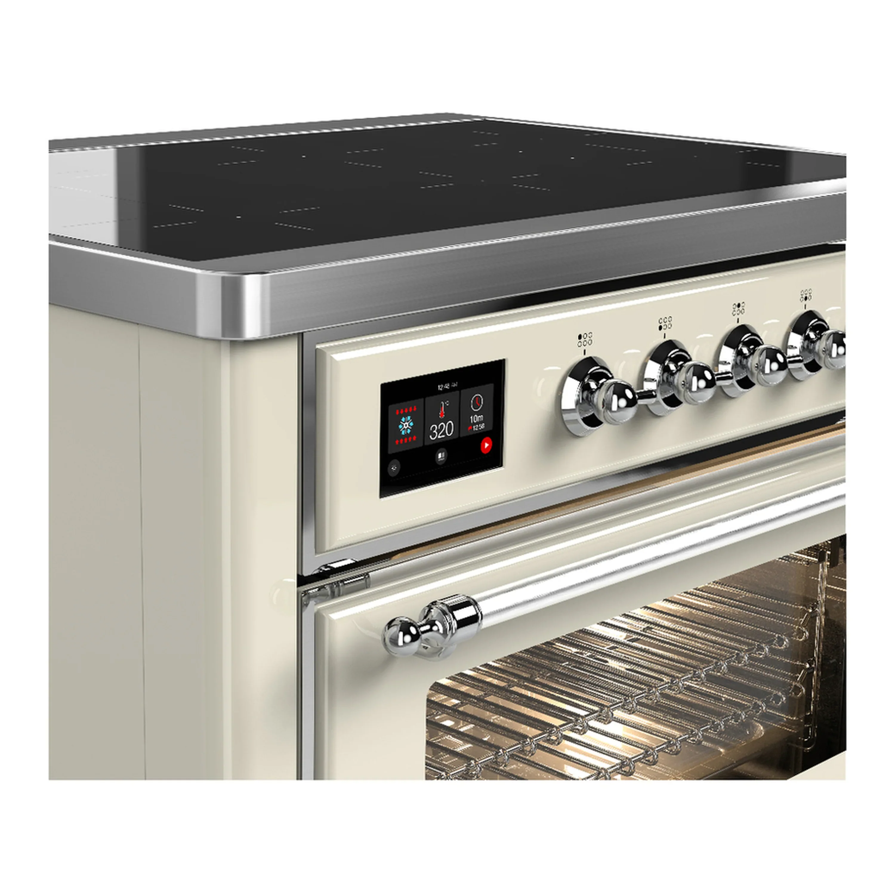ILVE Majestic III 36-Inch Induction Range with 6 Induction Elements and Triple Glass Door Electric Oven in Antique White with Chrome Trim (UMIB36NR3AWC) - Image 5