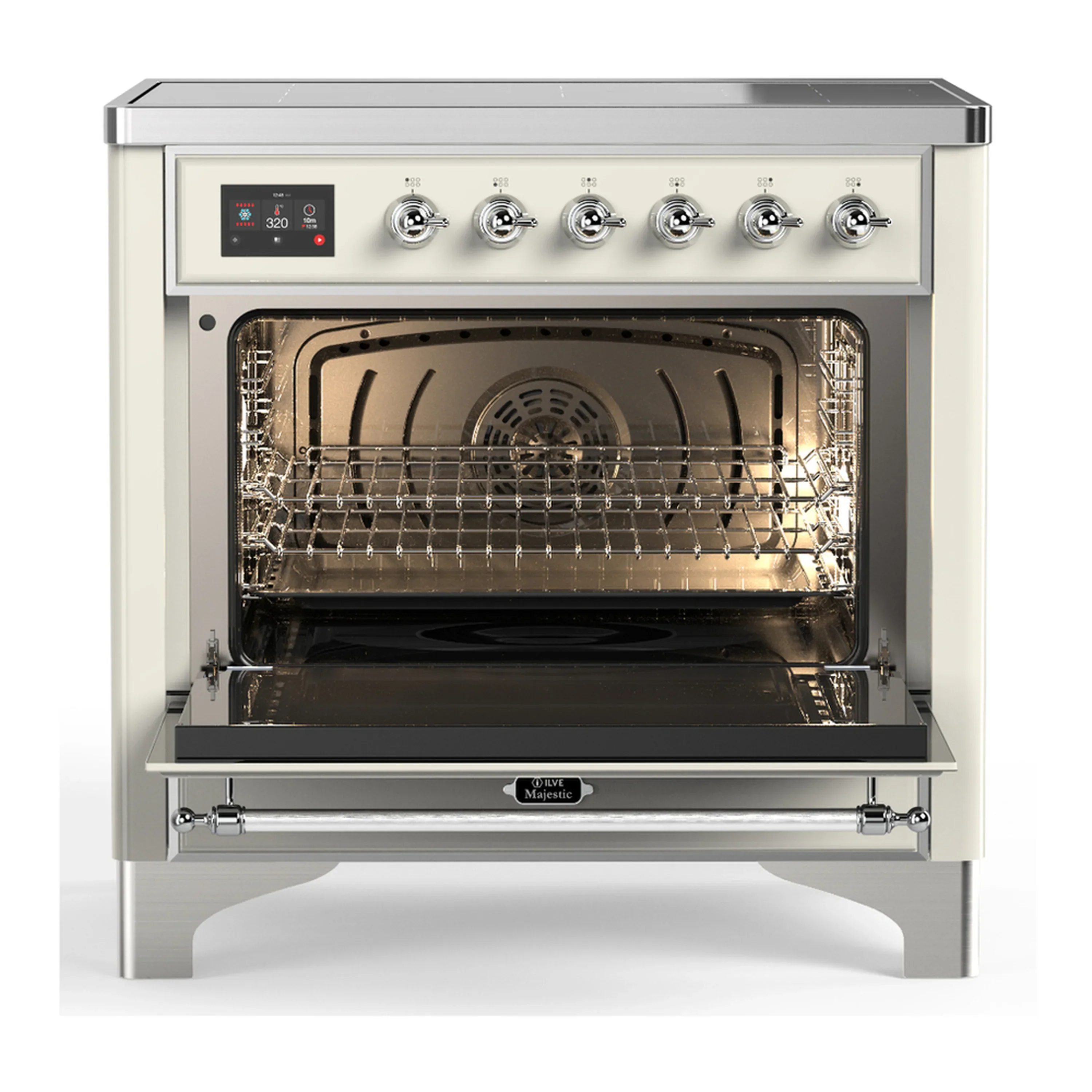ILVE Majestic III 36-Inch Induction Range with 6 Induction Elements and Solid Door Electric Oven in Antique White with Chrome Trim (UMIB36QNR3AWC) - Image 4